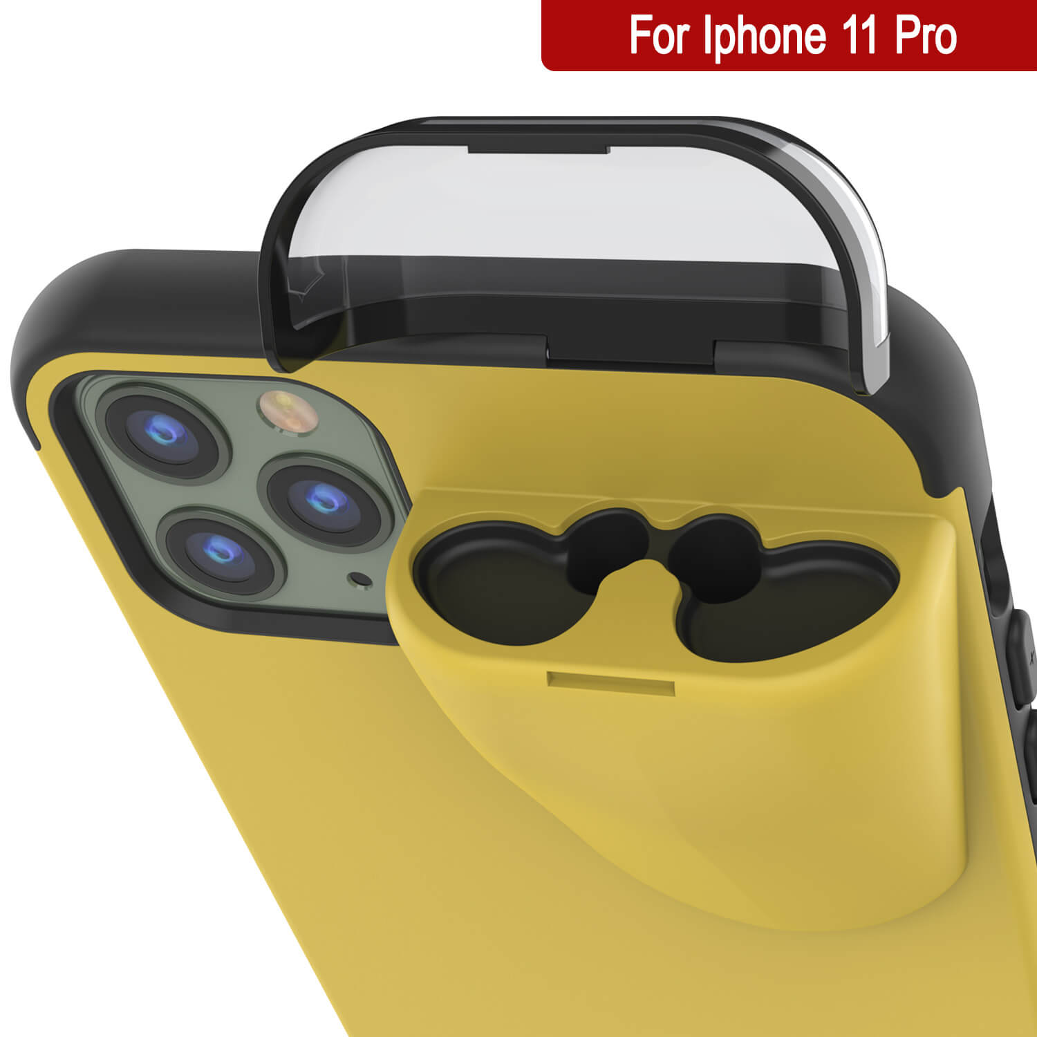 Punkcase iPhone 11 Pro Airpods Case Holder (TopPods Series) | Slim & Durable 2 in 1 Cover Designed for iPhone 11 Pro (6.1") | Protects Your Phone & Stores Your AirPods Gen. 1 & 2 [Yellow]