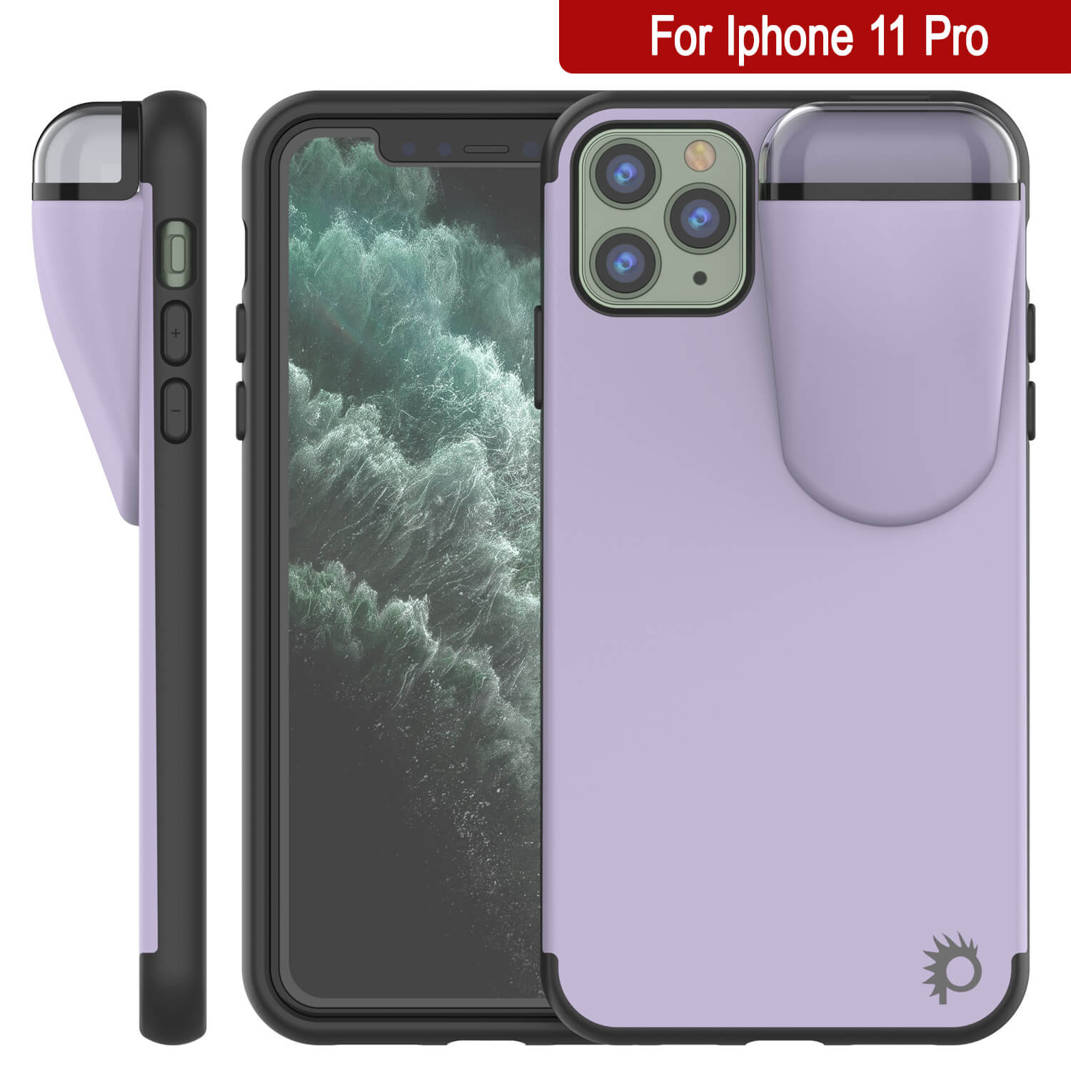 Punkcase iPhone 11 Pro Airpods Case Holder (TopPods Series) | Slim & Durable 2 in 1 Cover Designed for iPhone 11 Pro (6.1") | Protects Your Phone & Stores Your AirPods Gen. 1 & 2 [Purple]