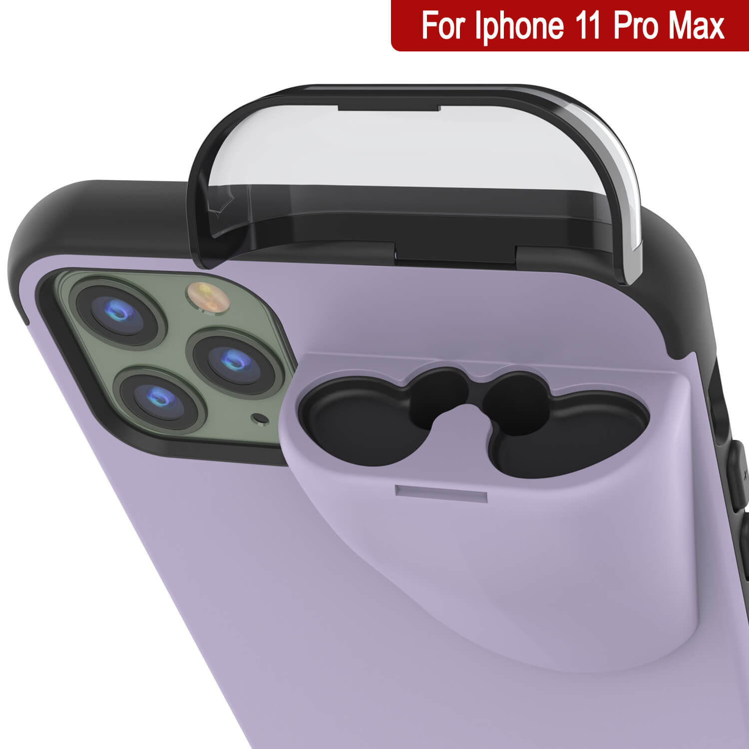 Punkcase iPhone 11 Pro Max Airpods Case Holder (TopPods Series) | Slim & Durable 2 in 1 Cover Designed for iPhone 11 Pro Max (6.1") | Protects Your Phone & Stores Your AirPods Gen. 1 & 2 [Purple]