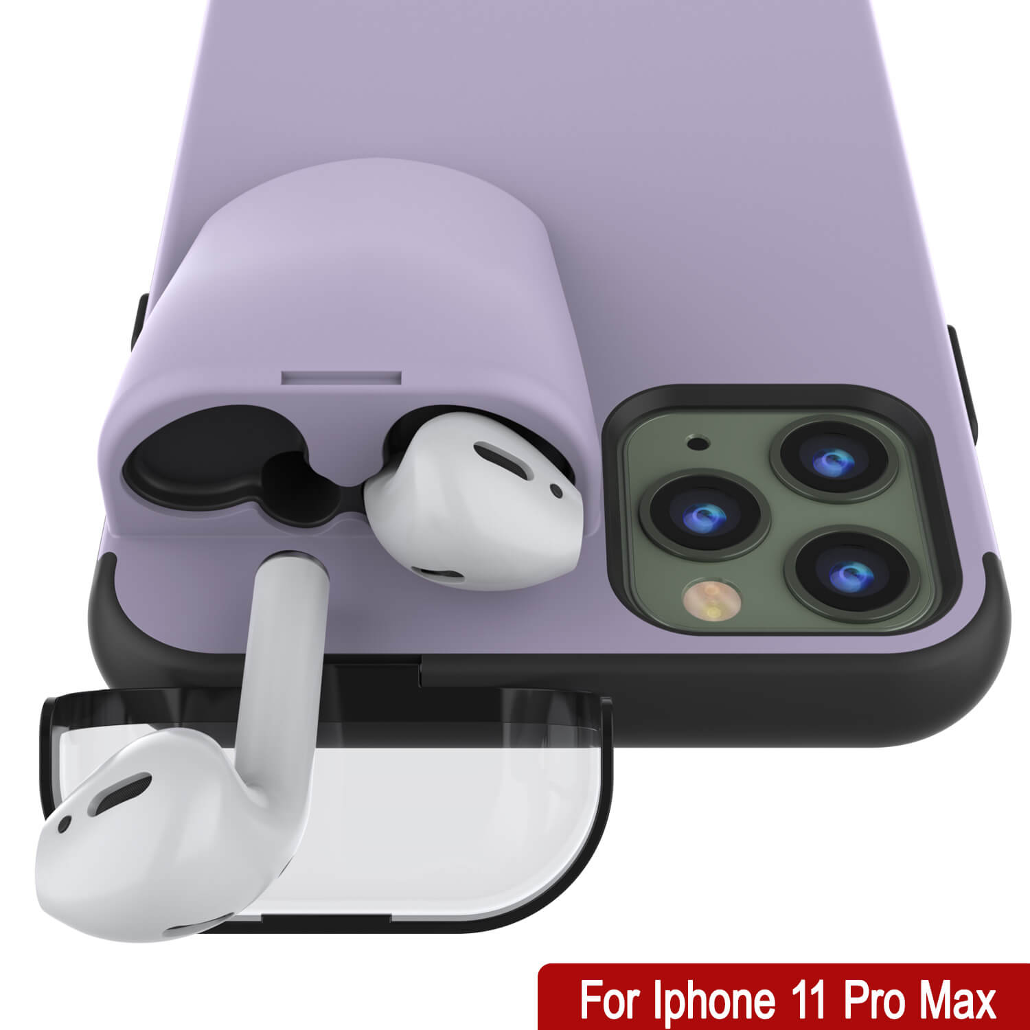 Punkcase iPhone 11 Pro Max Airpods Case Holder (TopPods Series) | Slim & Durable 2 in 1 Cover Designed for iPhone 11 Pro Max (6.1") | Protects Your Phone & Stores Your AirPods Gen. 1 & 2 [Purple]