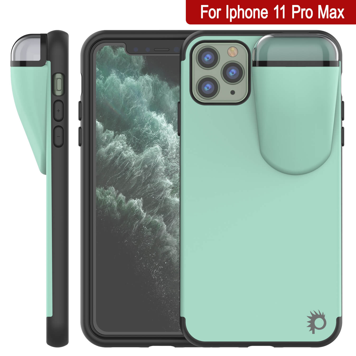Punkcase iPhone 11 Pro Max Airpods Case Holder (TopPods Series) | Slim & Durable 2 in 1 Cover Designed for iPhone 11 Pro Max (6.1") | Protects Your Phone & Stores Your AirPods Gen. 1 & 2 [Teal]