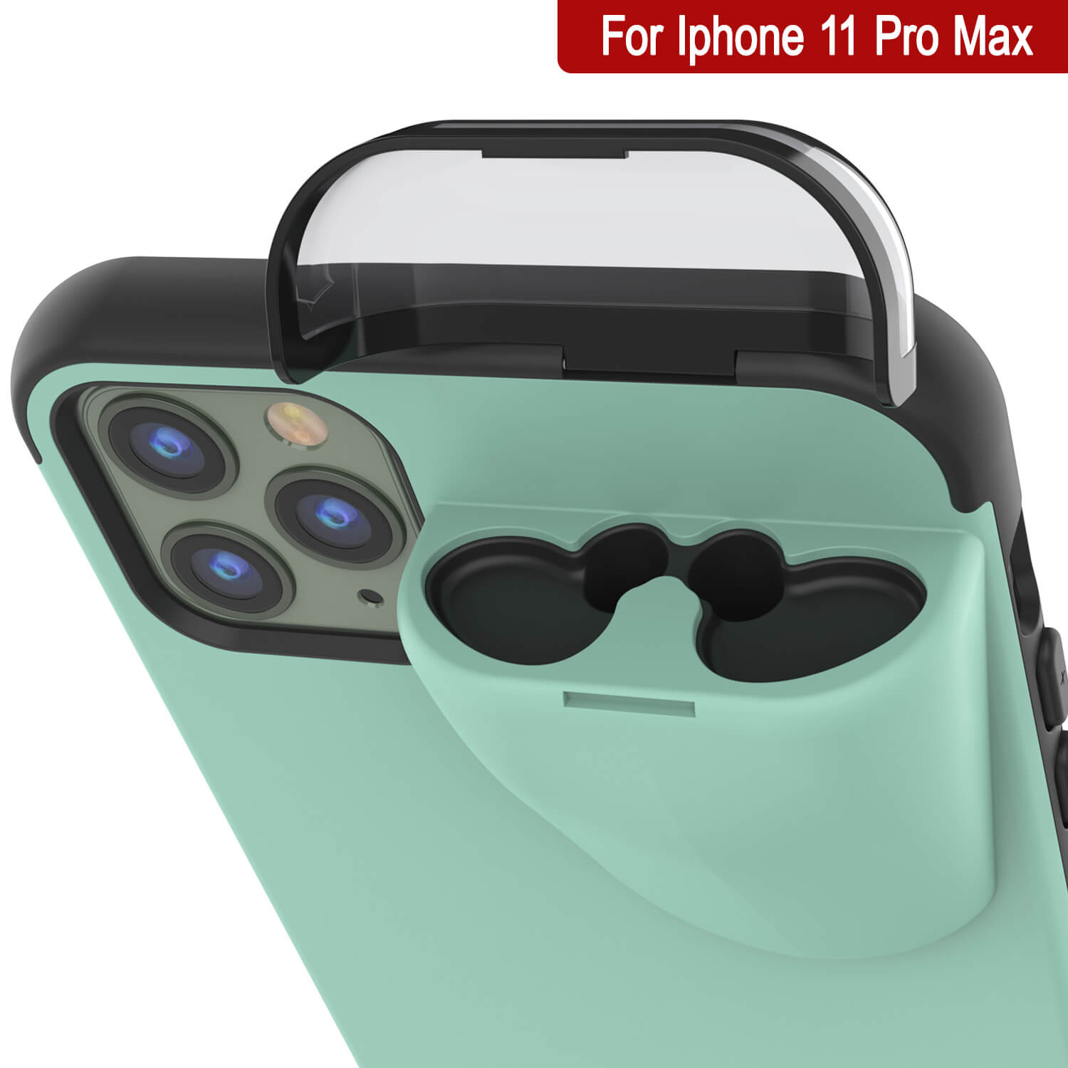 Punkcase iPhone 11 Pro Max Airpods Case Holder (TopPods Series) | Slim & Durable 2 in 1 Cover Designed for iPhone 11 Pro Max (6.1") | Protects Your Phone & Stores Your AirPods Gen. 1 & 2 [Teal]
