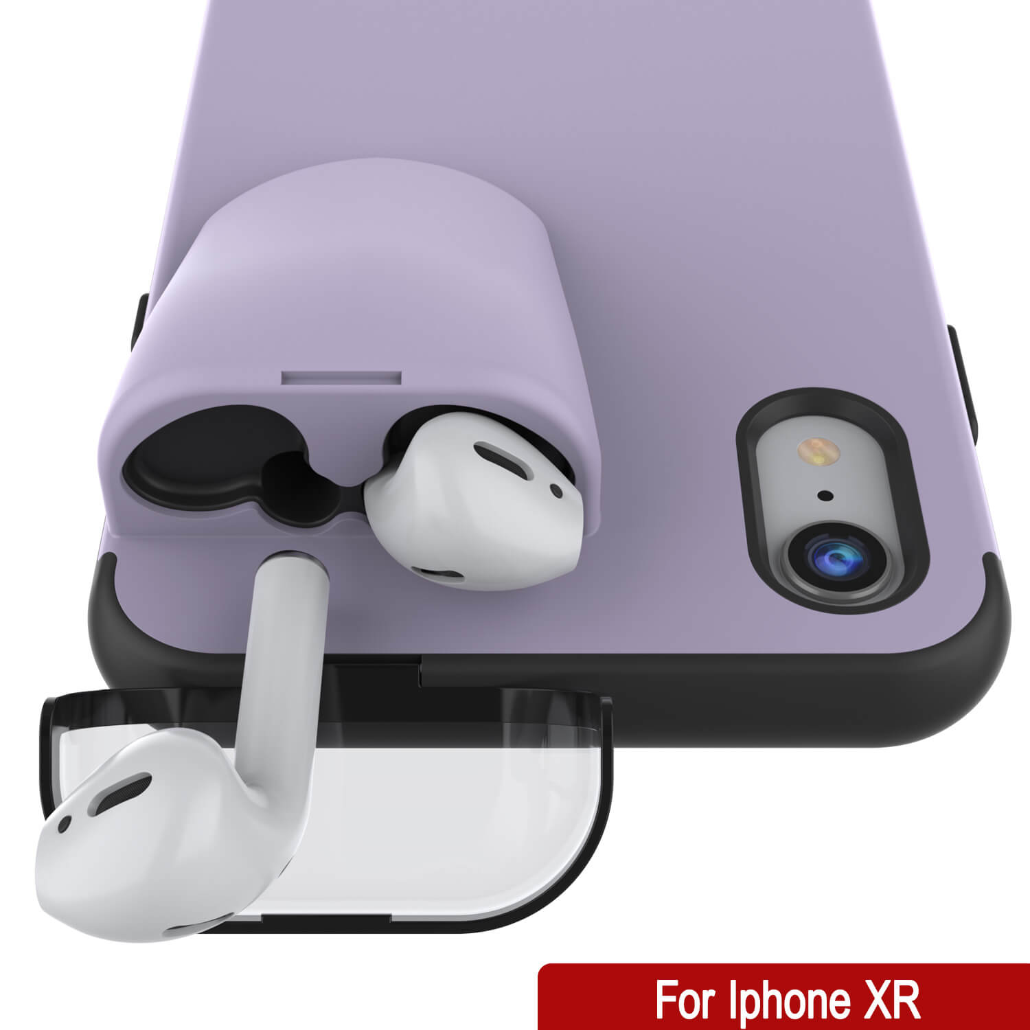 Punkcase iPhone XR Airpods Case Holder (TopPods Series) | Slim & Durable 2 in 1 Cover Designed for iPhone XR (6.1") | Protects Your Phone & Stores Your AirPods Gen. 1 & 2 [Purple]