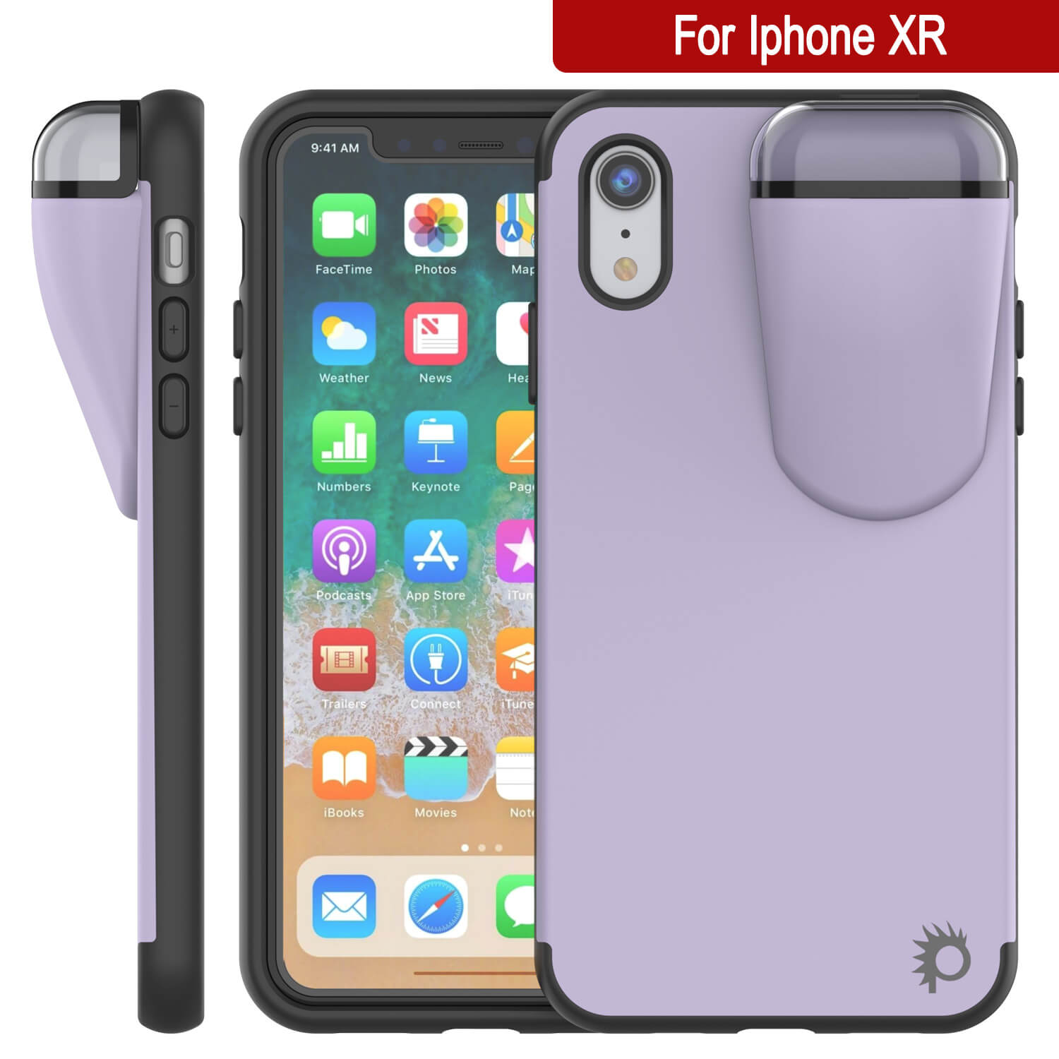 Punkcase iPhone XR Airpods Case Holder (TopPods Series) | Slim & Durable 2 in 1 Cover Designed for iPhone XR (6.1") | Protects Your Phone & Stores Your AirPods Gen. 1 & 2 [Purple]