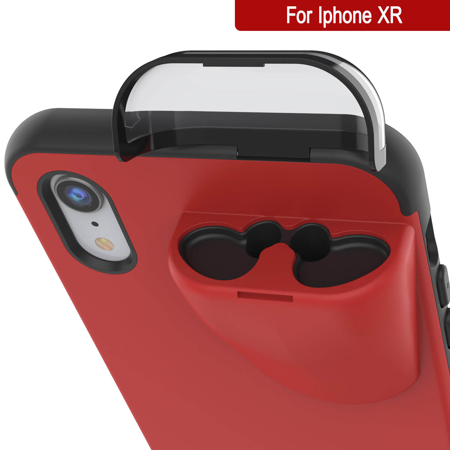 Punkcase iPhone XR Airpods Case Holder (TopPods Series) | Slim & Durable 2 in 1 Cover Designed for iPhone XR (6.1") | Protects Your Phone & Stores Your AirPods Gen. 1 & 2 [Red]