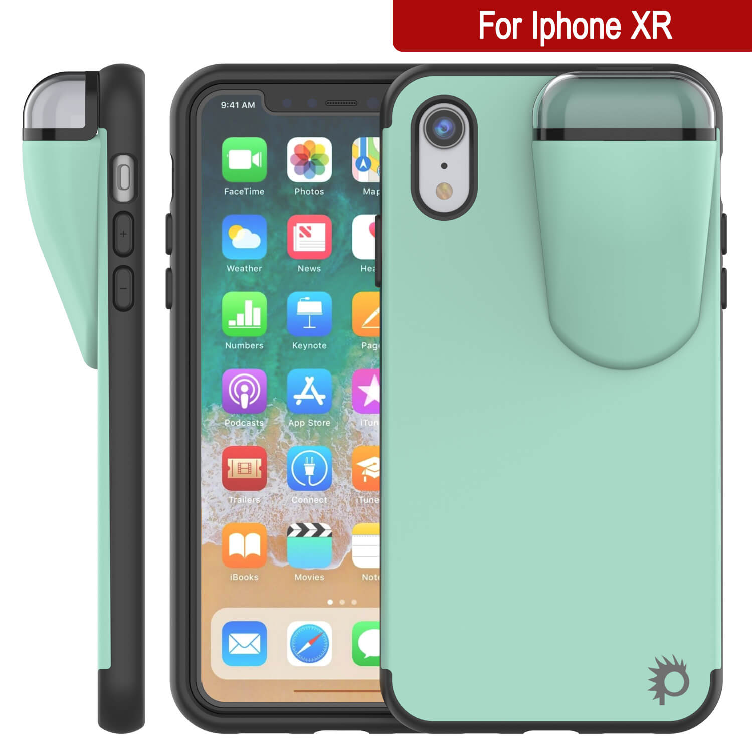 Punkcase iPhone XR Airpods Case Holder (TopPods Series) | Slim & Durable 2 in 1 Cover Designed for iPhone XR (6.1") | Protects Your Phone & Stores Your AirPods Gen. 1 & 2 [Teal]