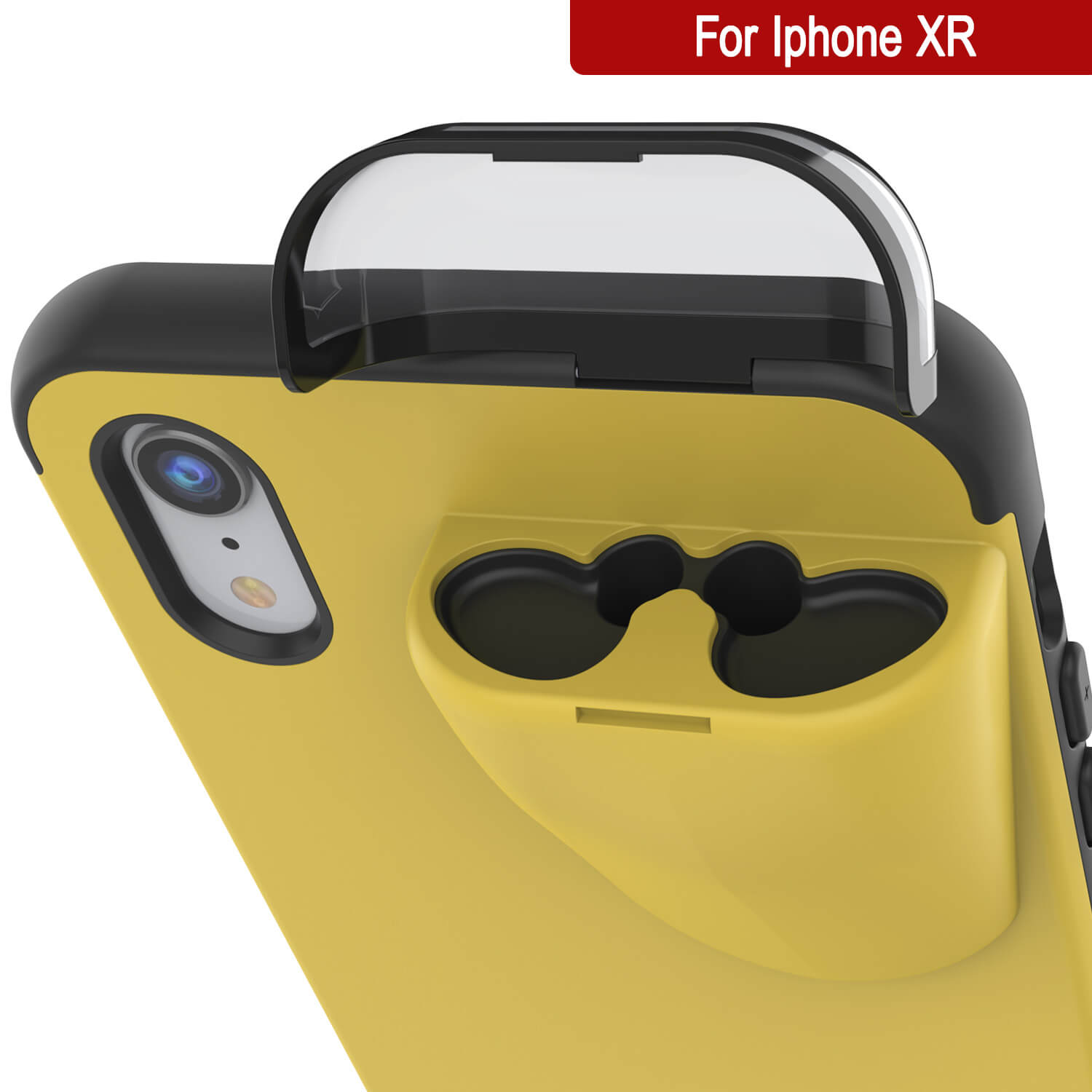 Punkcase iPhone XR Airpods Case Holder (TopPods Series) | Slim & Durable 2 in 1 Cover Designed for iPhone XR (6.1") | Protects Your Phone & Stores Your AirPods Gen. 1 & 2 [Yellow]