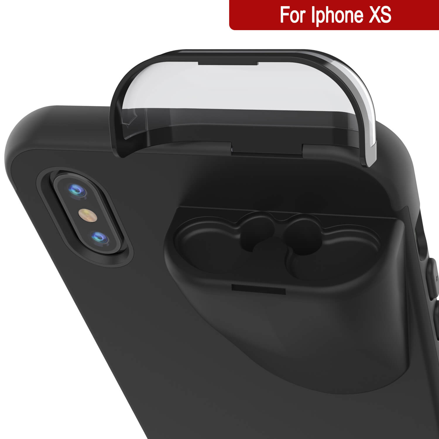 Punkcase iPhone XS Airpods Case Holder (TopPods Series) | Slim & Durable 2 in 1 Cover Designed for iPhone XS (6.1") | Protects Your Phone & Stores Your AirPods Gen. 1 & 2 [Black]
