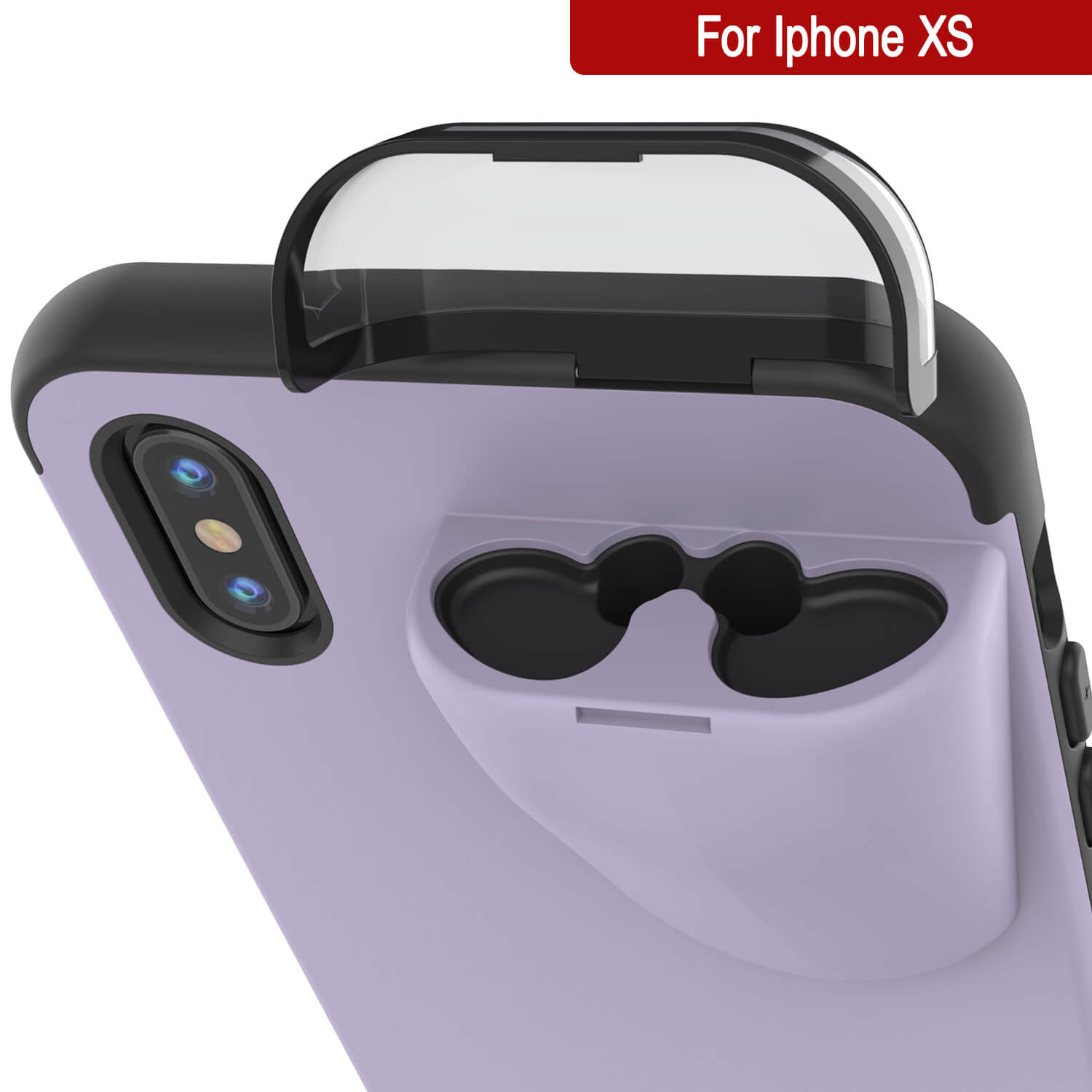 Punkcase iPhone XS Airpods Case Holder (TopPods Series) | Slim & Durable 2 in 1 Cover Designed for iPhone XS (6.1") | Protects Your Phone & Stores Your AirPods Gen. 1 & 2 [Purple]