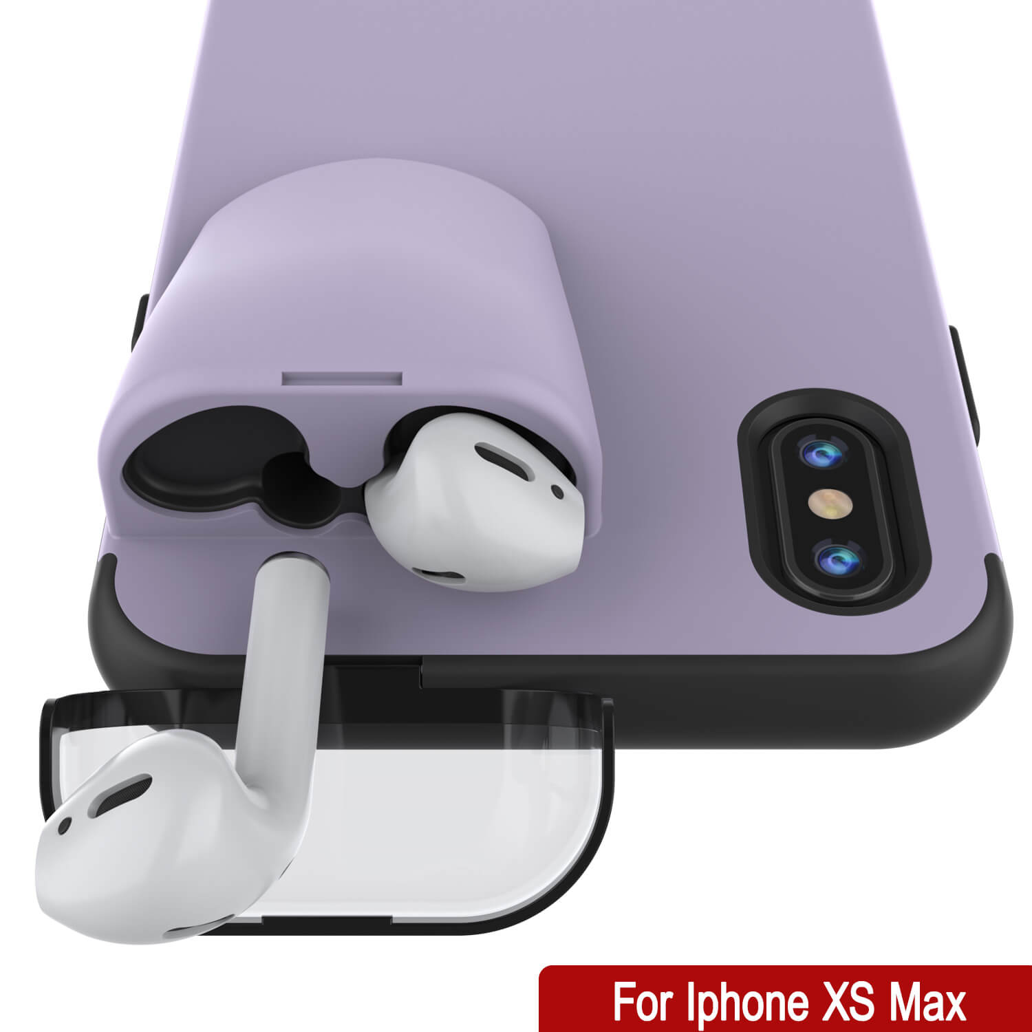 Punkcase iPhone XS Max Airpods Case Holder (TopPods Series) | Slim & Durable 2 in 1 Cover Designed for iPhone XS Max (6.1") | Protects Your Phone & Stores Your AirPods Gen. 1 & 2 [Purple]