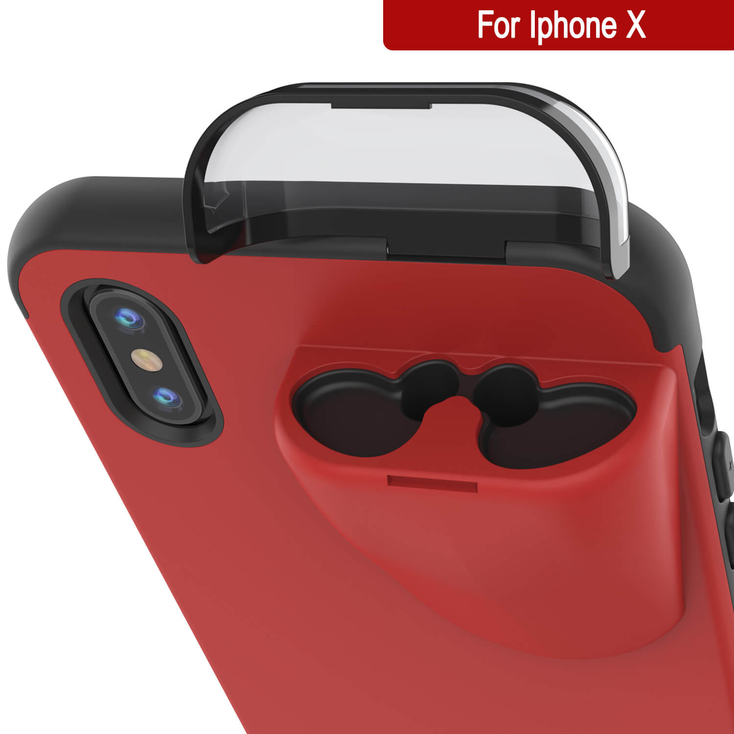 Punkcase iPhone X Airpods Case Holder (TopPods Series) | Slim & Durable 2 in 1 Cover Designed for iPhone X (6.1") | Protects Your Phone & Stores Your AirPods Gen. 1 & 2 [Red]