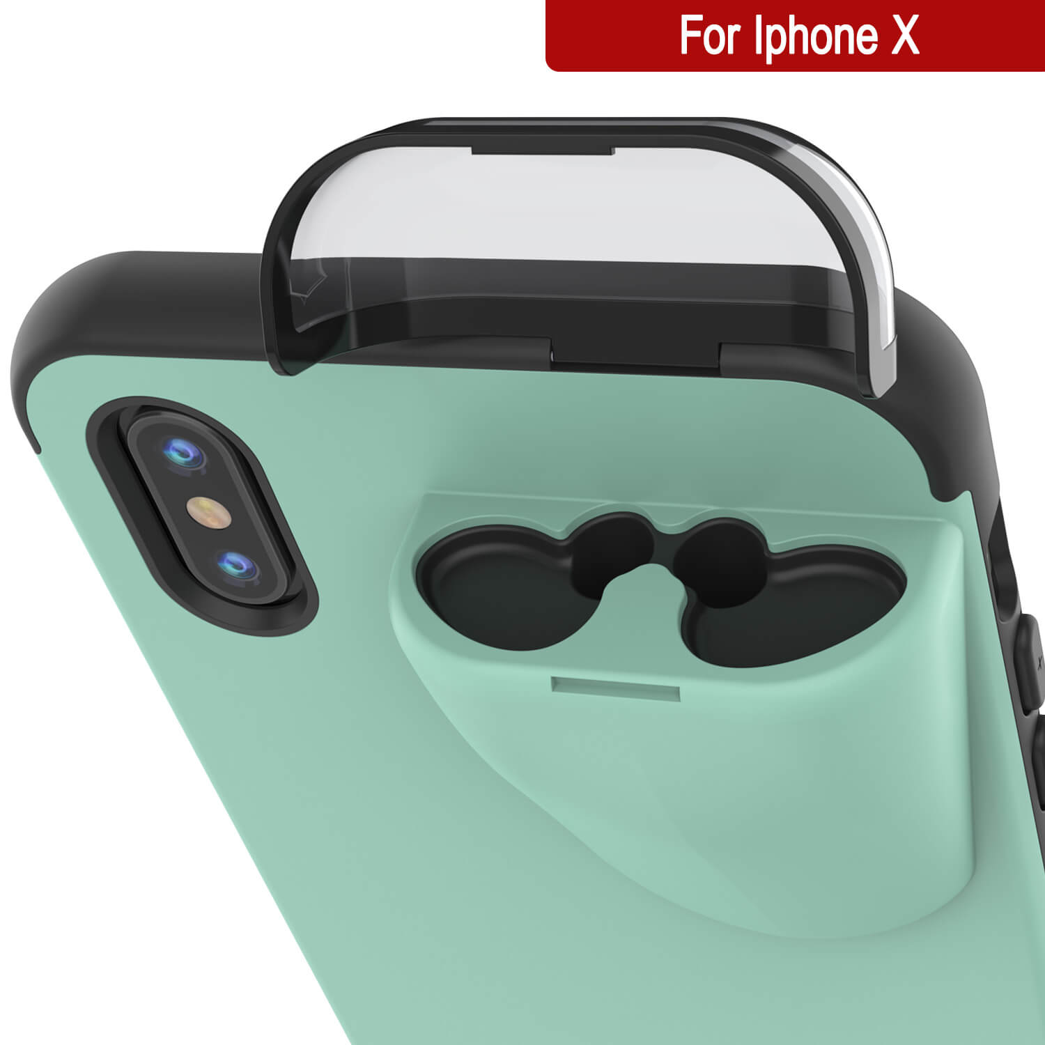Punkcase iPhone X Airpods Case Holder (TopPods Series) | Slim & Durable 2 in 1 Cover Designed for iPhone X (6.1") | Protects Your Phone & Stores Your AirPods Gen. 1 & 2 [Teal]