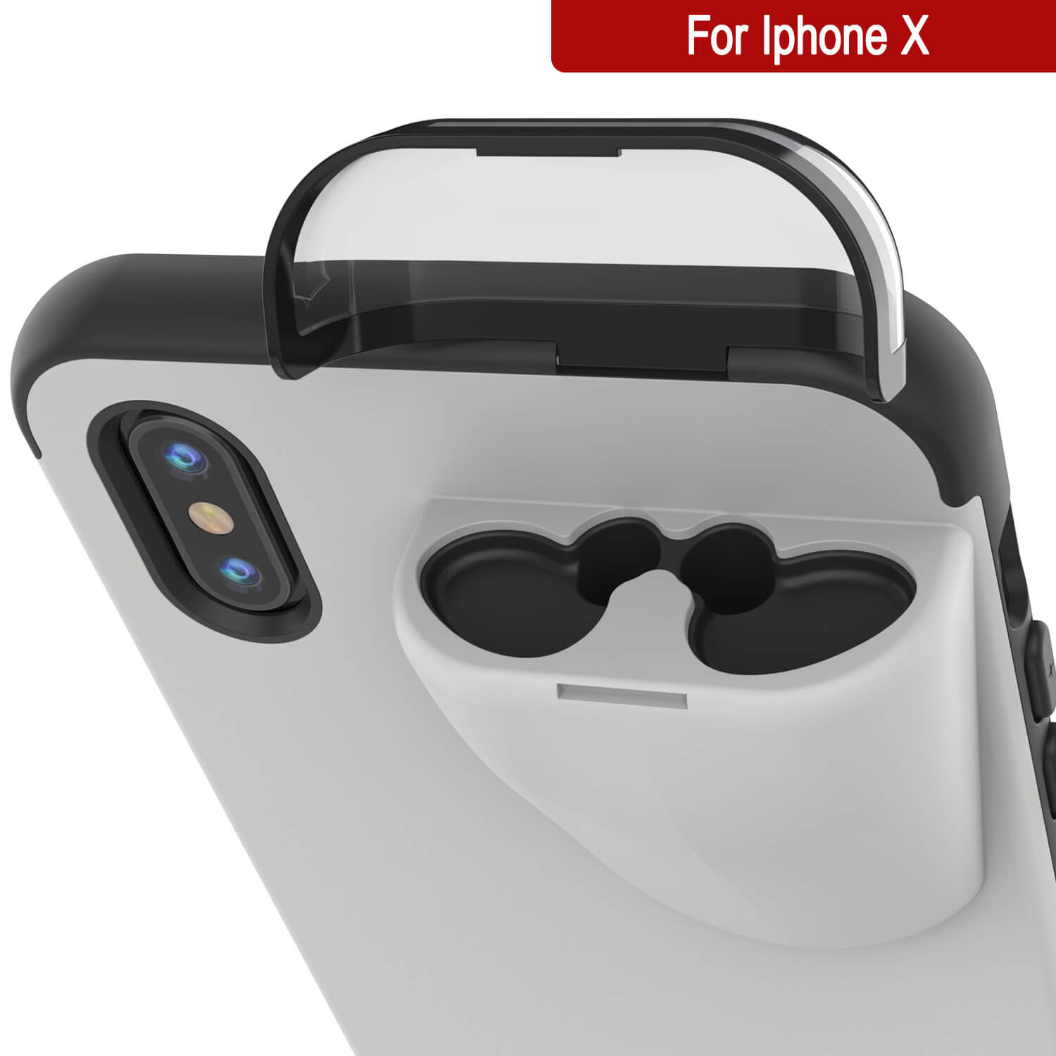 Punkcase iPhone X Airpods Case Holder (TopPods Series) | Slim & Durable 2 in 1 Cover Designed for iPhone X (6.1") | Protects Your Phone & Stores Your AirPods Gen. 1 & 2 [White]