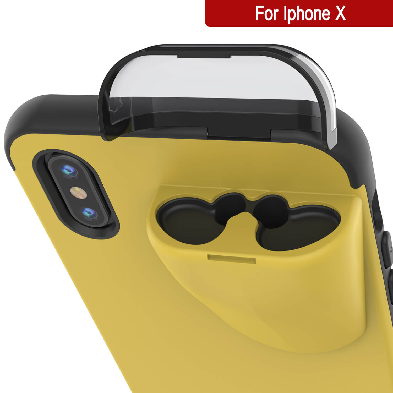 Punkcase iPhone X Airpods Case Holder (TopPods Series) | Slim & Durable 2 in 1 Cover Designed for iPhone X (6.1") | Protects Your Phone & Stores Your AirPods Gen. 1 & 2 [Yellow]