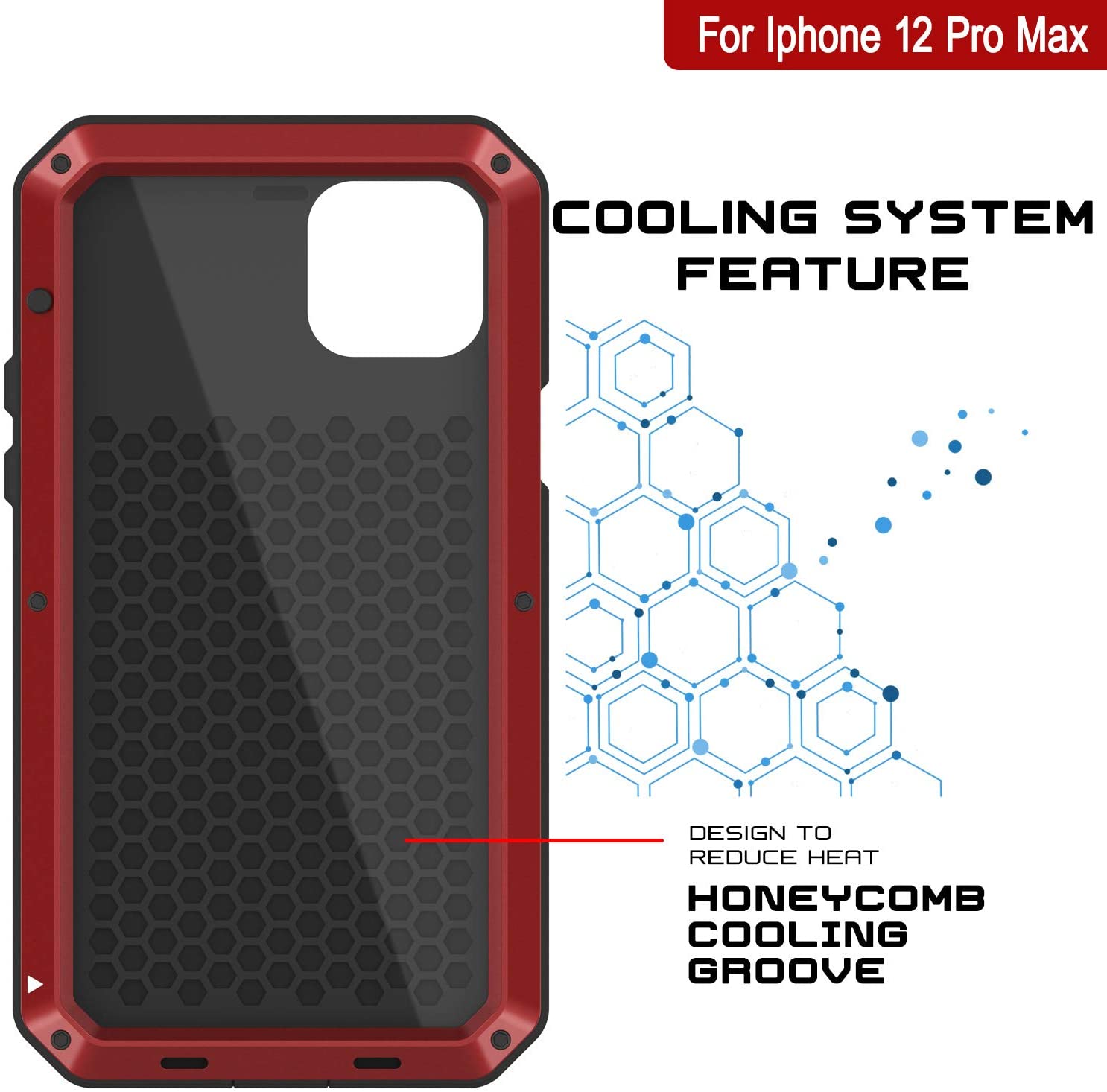 iPhone 12 Pro Max Metal Case, Heavy Duty Military Grade Armor Cover [shock proof] Full Body Hard [Red]