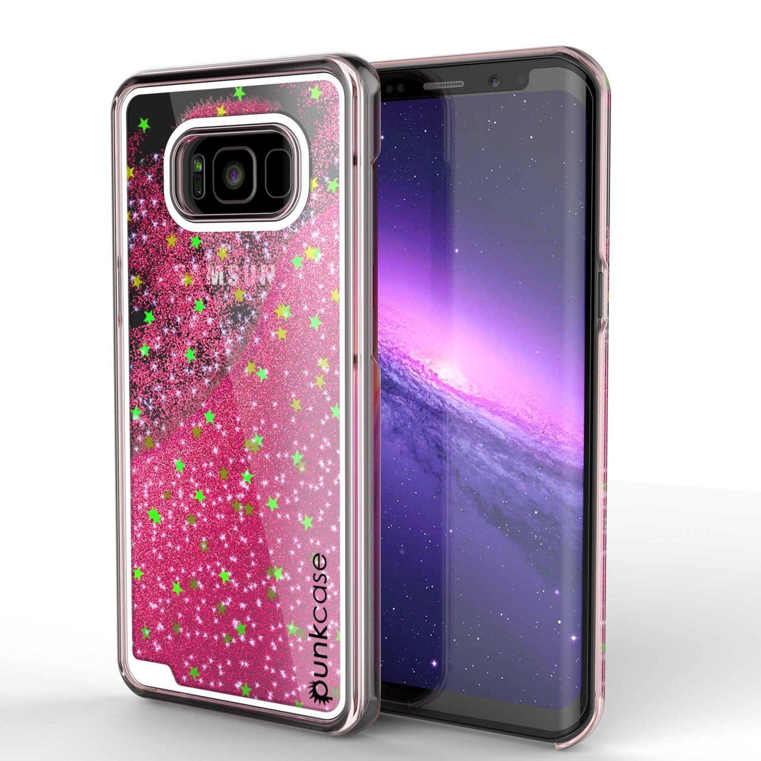 S8 Plus Case, Punkcase Liquid Pink Series Protective Dual Layer Floating Glitter Cover