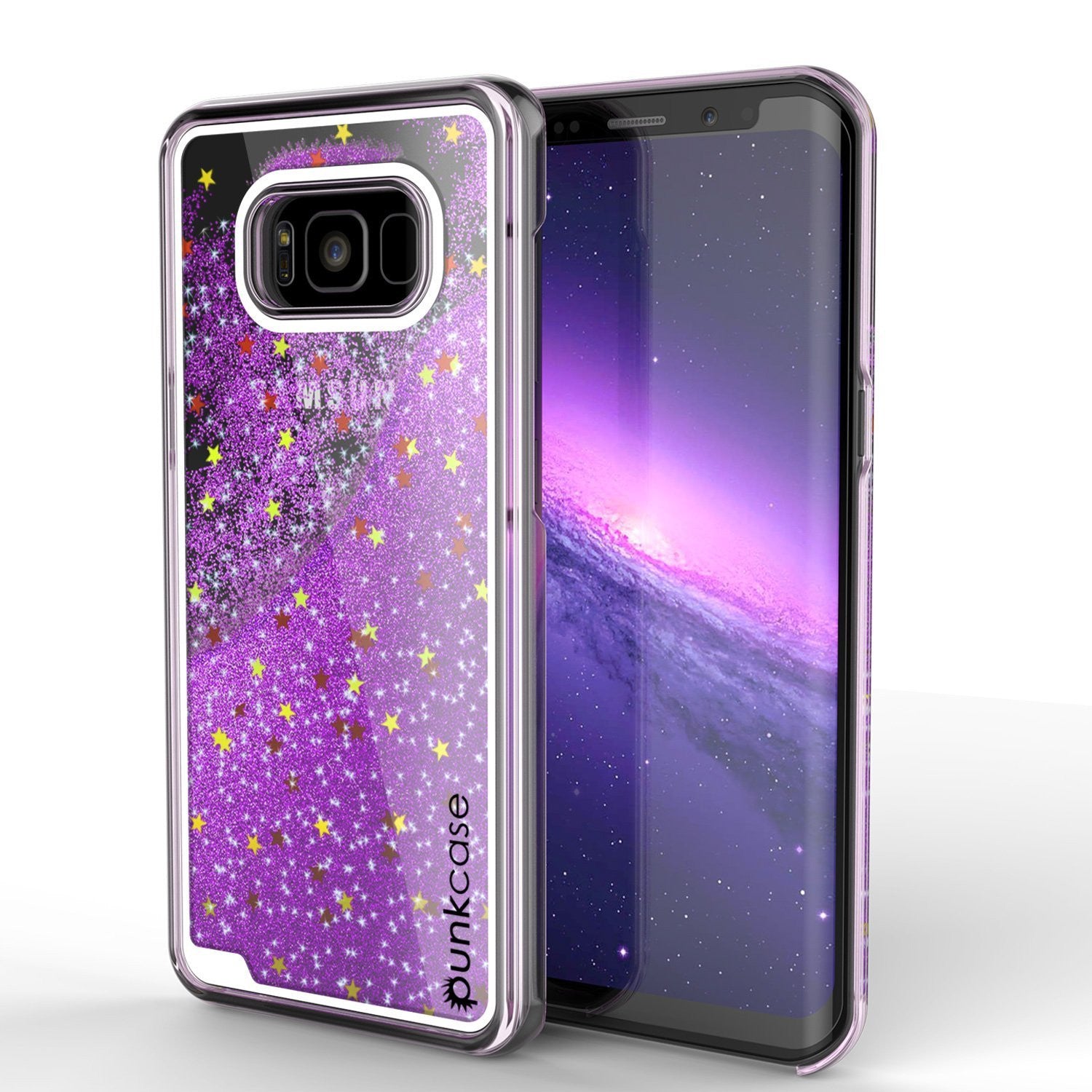 S8 Plus Case, Punkcase Liquid Purple Series, Protective Dual Layer Floating Glitter Cover