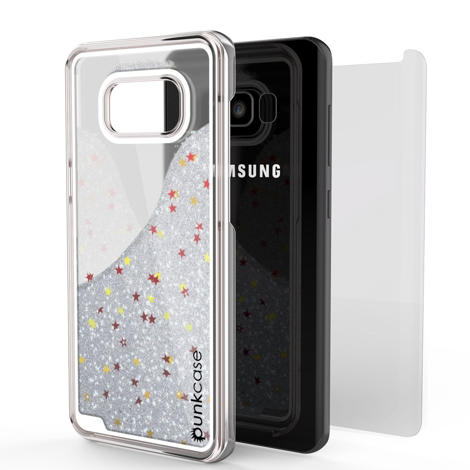 S8 Plus Case, Punkcase Liquid Silver Series Protective Dual Layer Floating Glitter Cover