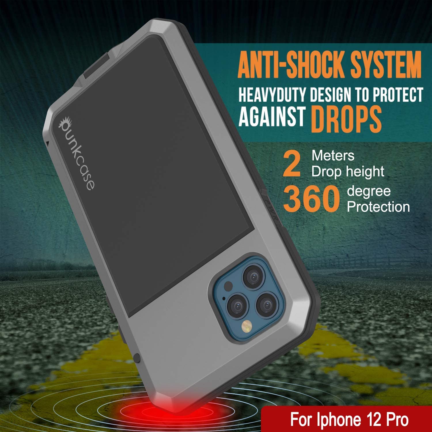 iPhone 12 Pro Metal Case, Heavy Duty Military Grade Armor Cover [shock proof] Full Body Hard [Silver]