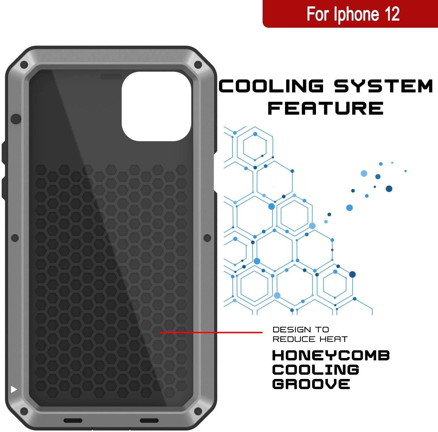 iPhone 12 Metal Case, Heavy Duty Military Grade Armor Cover [shock proof] Full Body Hard [Silver]