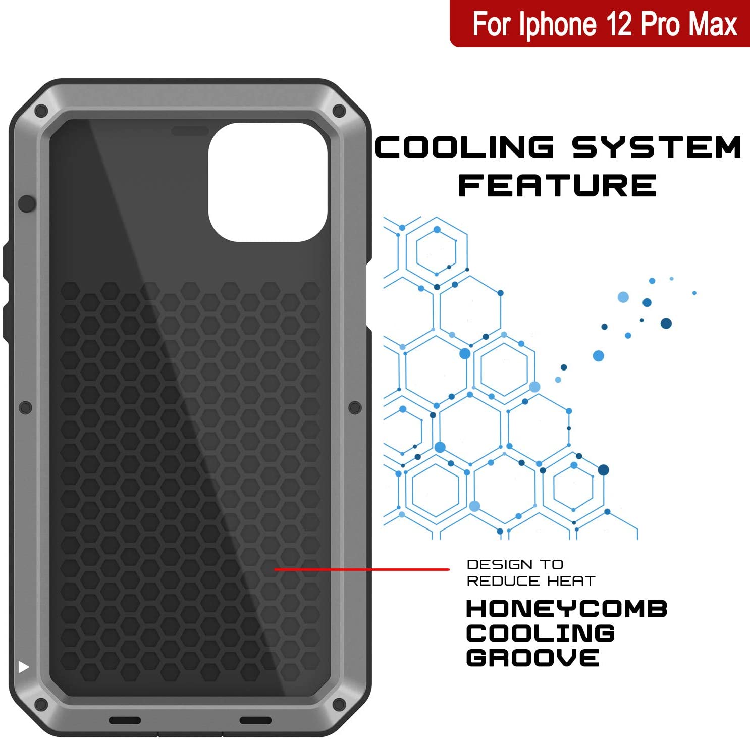 iPhone 12 Pro Max Metal Case, Heavy Duty Military Grade Armor Cover [shock proof] Full Body Hard [Silver]