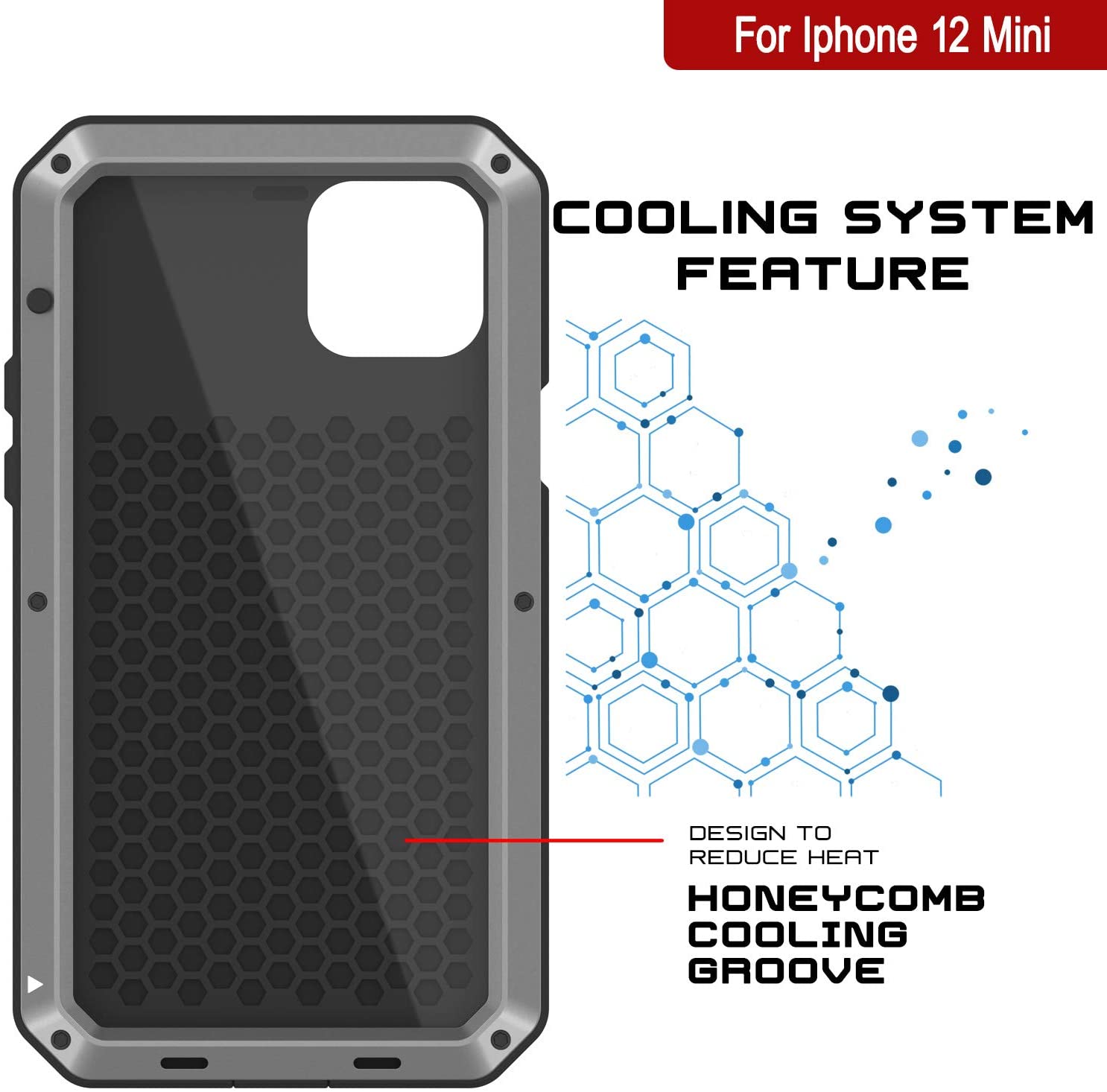 iPhone 12 Mini Metal Case, Heavy Duty Military Grade Armor Cover [shock proof] Full Body Hard [Silver]