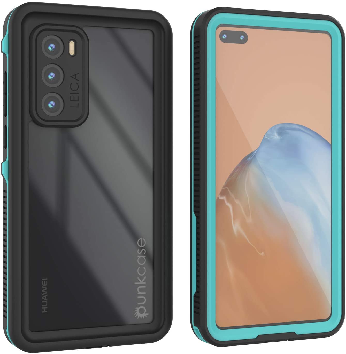 Huawei P40 Waterproof IP68 Case, Punkcase [Teal] [StudStar Series] [Slim Fit]