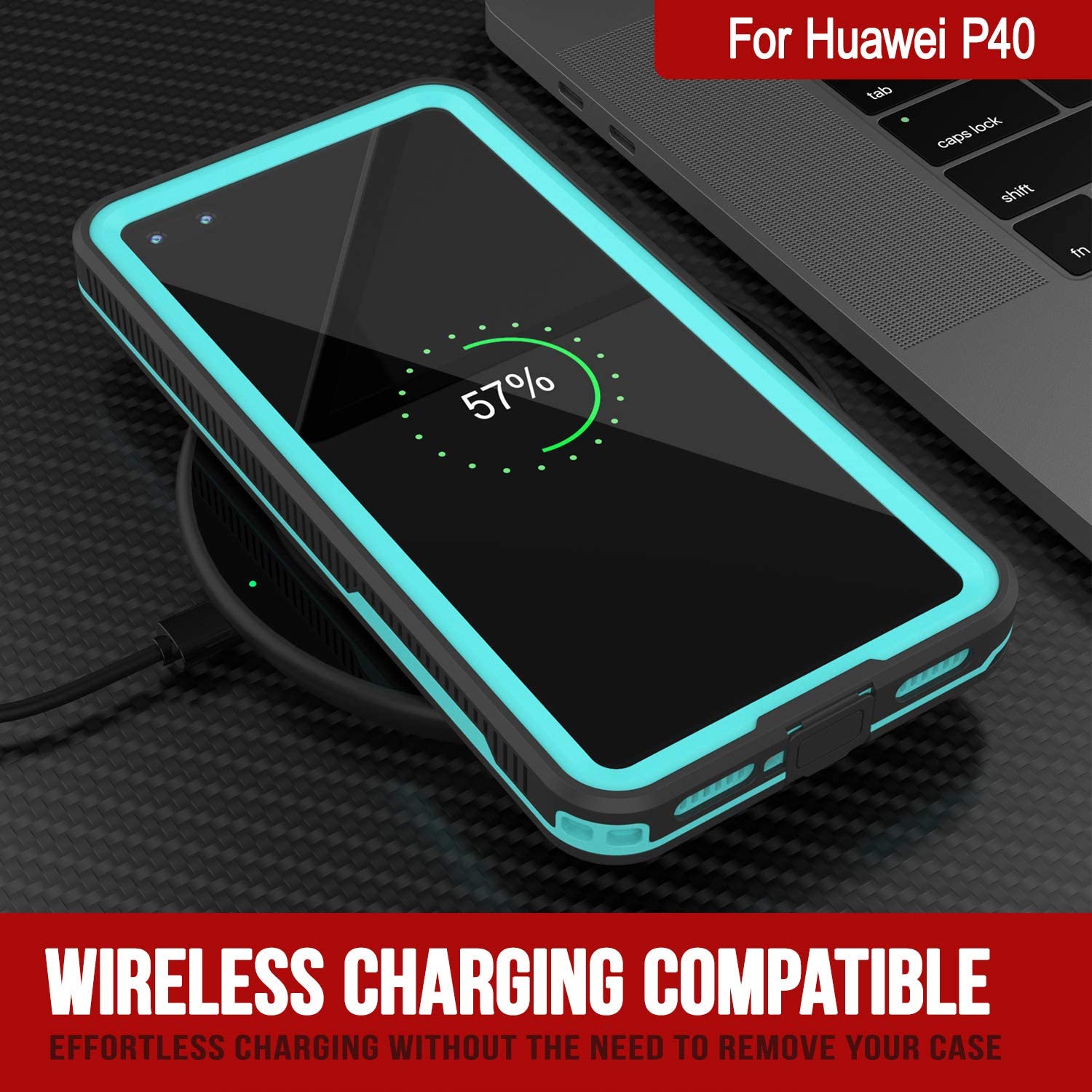 Huawei P40 Waterproof IP68 Case, Punkcase [Teal] [StudStar Series] [Slim Fit]