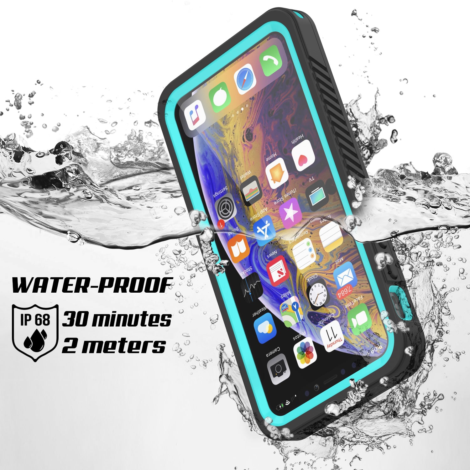 iPhone 11 Pro Max Waterproof Case, Punkcase [Extreme Series] Armor Cover W/ Built In Screen Protector [Teal]