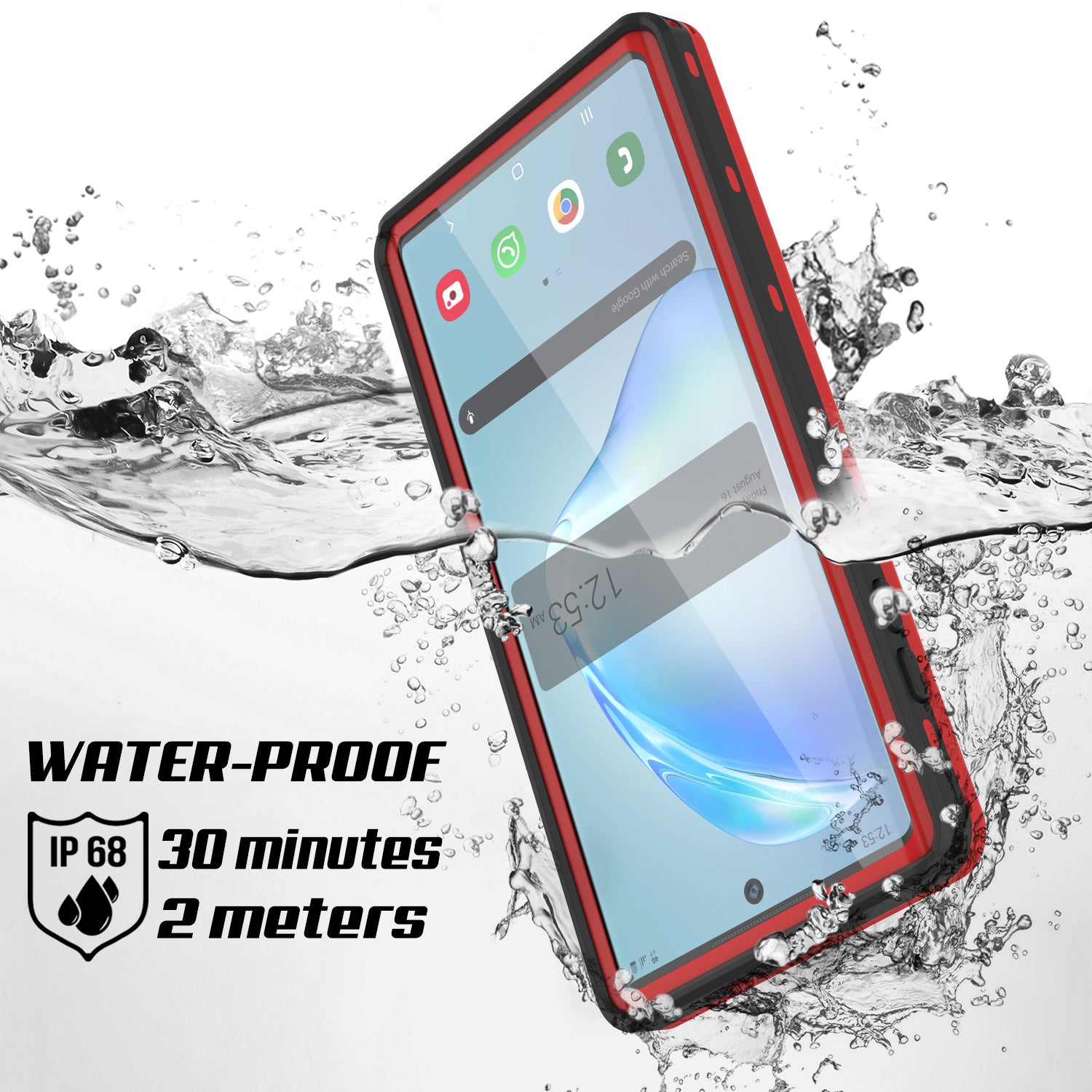 PunkCase Galaxy Note 10+ Plus Waterproof Case, [KickStud Series] Armor Cover [Red]