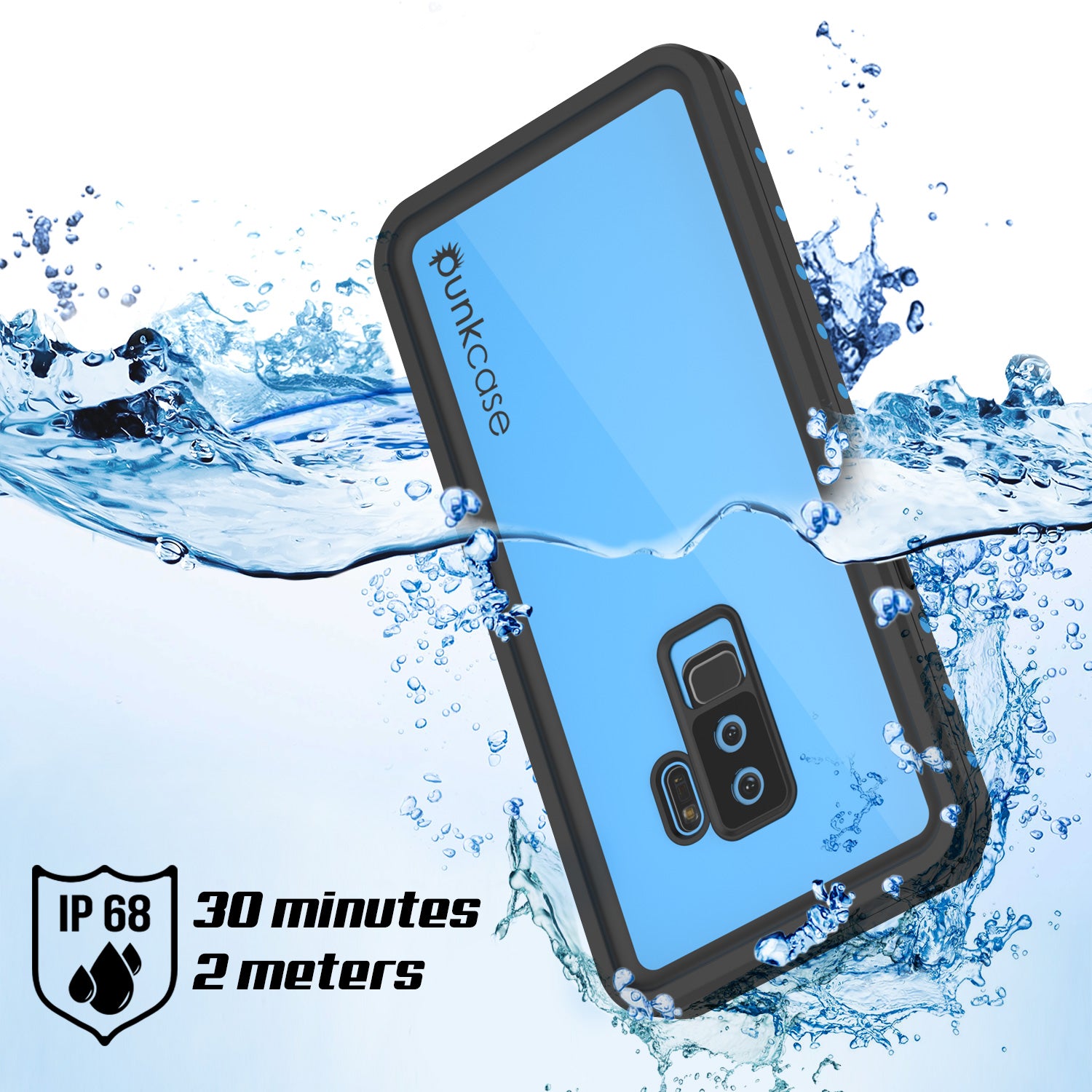Galaxy S9 Plus Waterproof Case PunkCase StudStar Light Blue Thin 6.6ft Underwater IP68 ShockProof