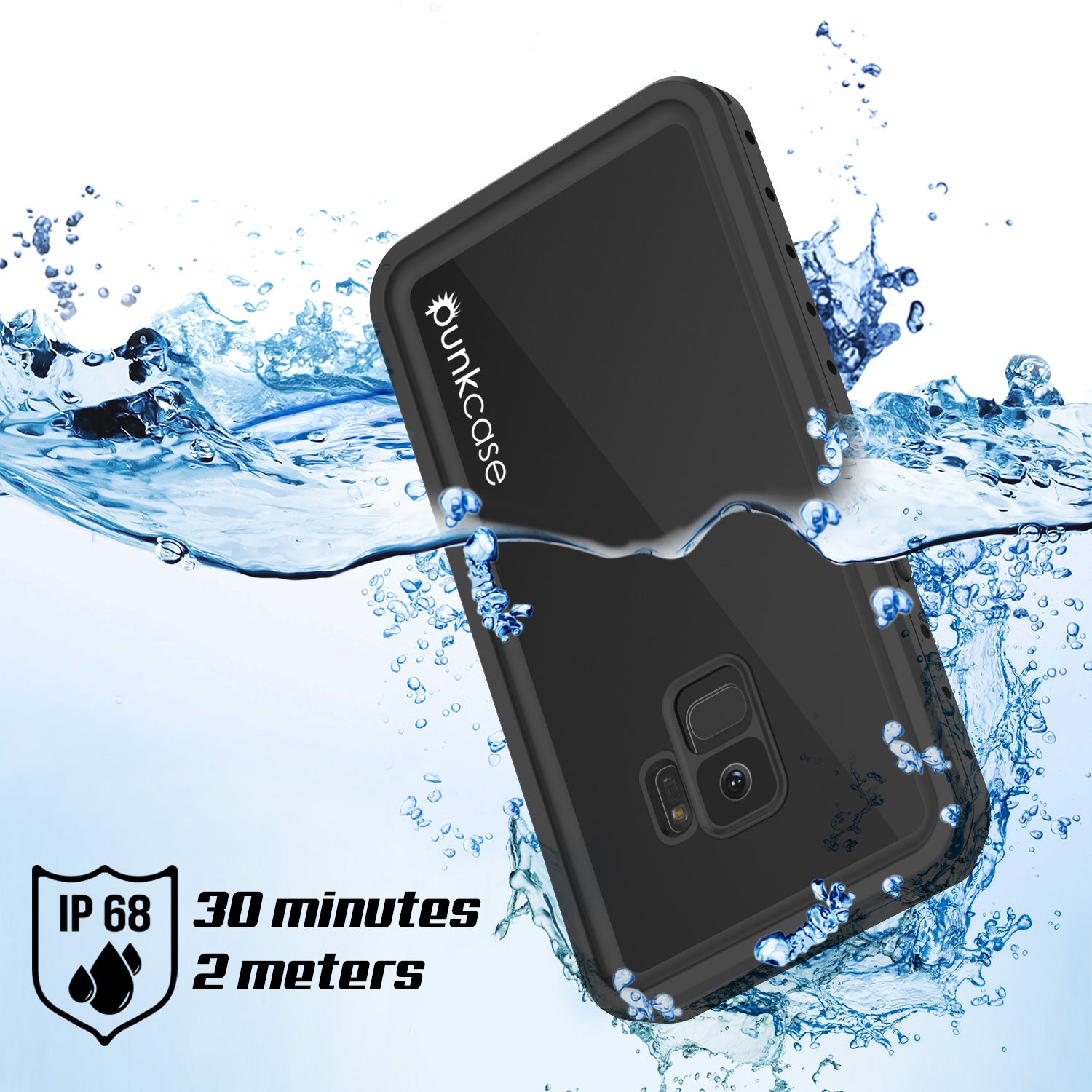 Galaxy S9 Waterproof Case PunkCase StudStar Black Thin 6.6ft Underwater IP68 Shock/Snow Proof