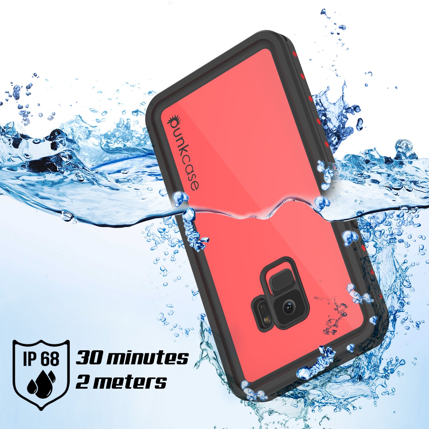 Galaxy S9 Waterproof Case PunkCase StudStar Red Thin 6.6ft Underwater IP68 Shock/Snow Proof