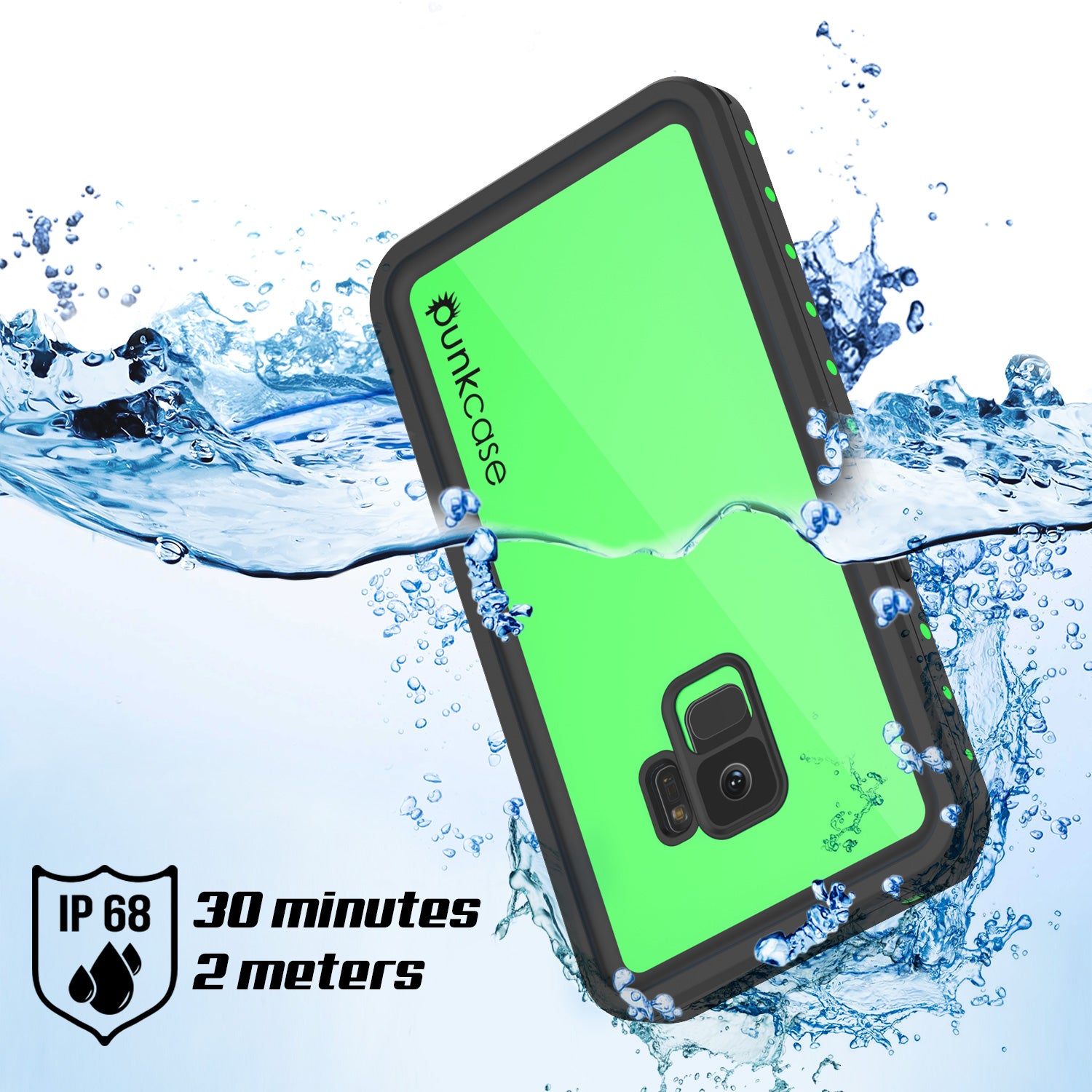 Galaxy S9 Waterproof Case PunkCase StudStar Light Green Thin 6.6ft Underwater IP68 ShockProof