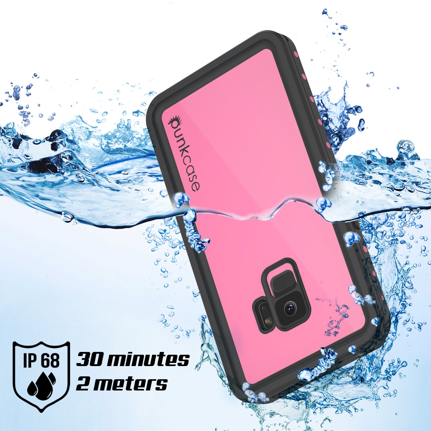 Galaxy S9 Waterproof Case PunkCase StudStar Pink Thin 6.6ft Underwater IP68 Shock/Snow Proof