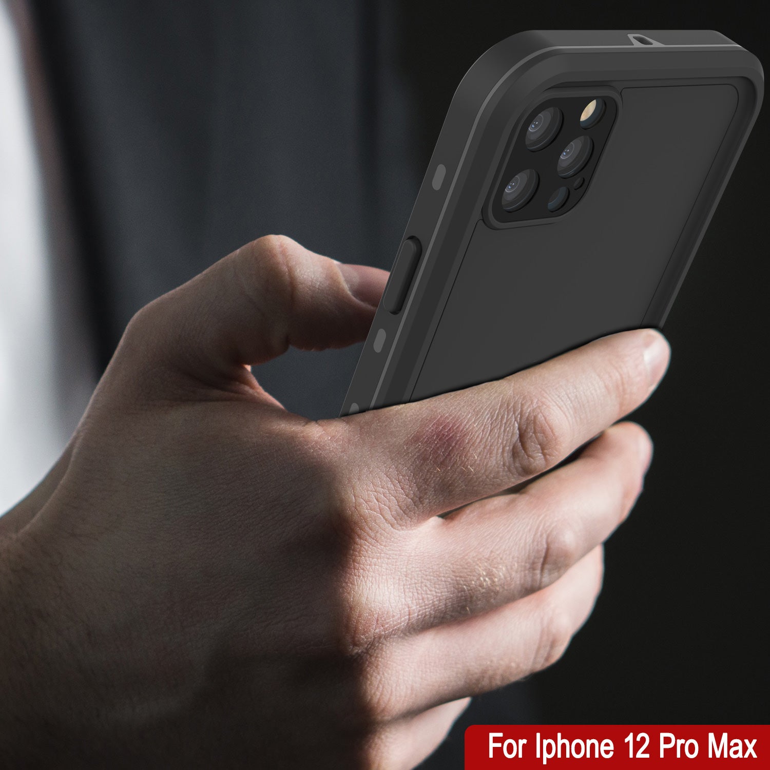 iPhone 12 Pro Max Waterproof Case, Punkcase [KickStud Series] Armor Cover [Black]