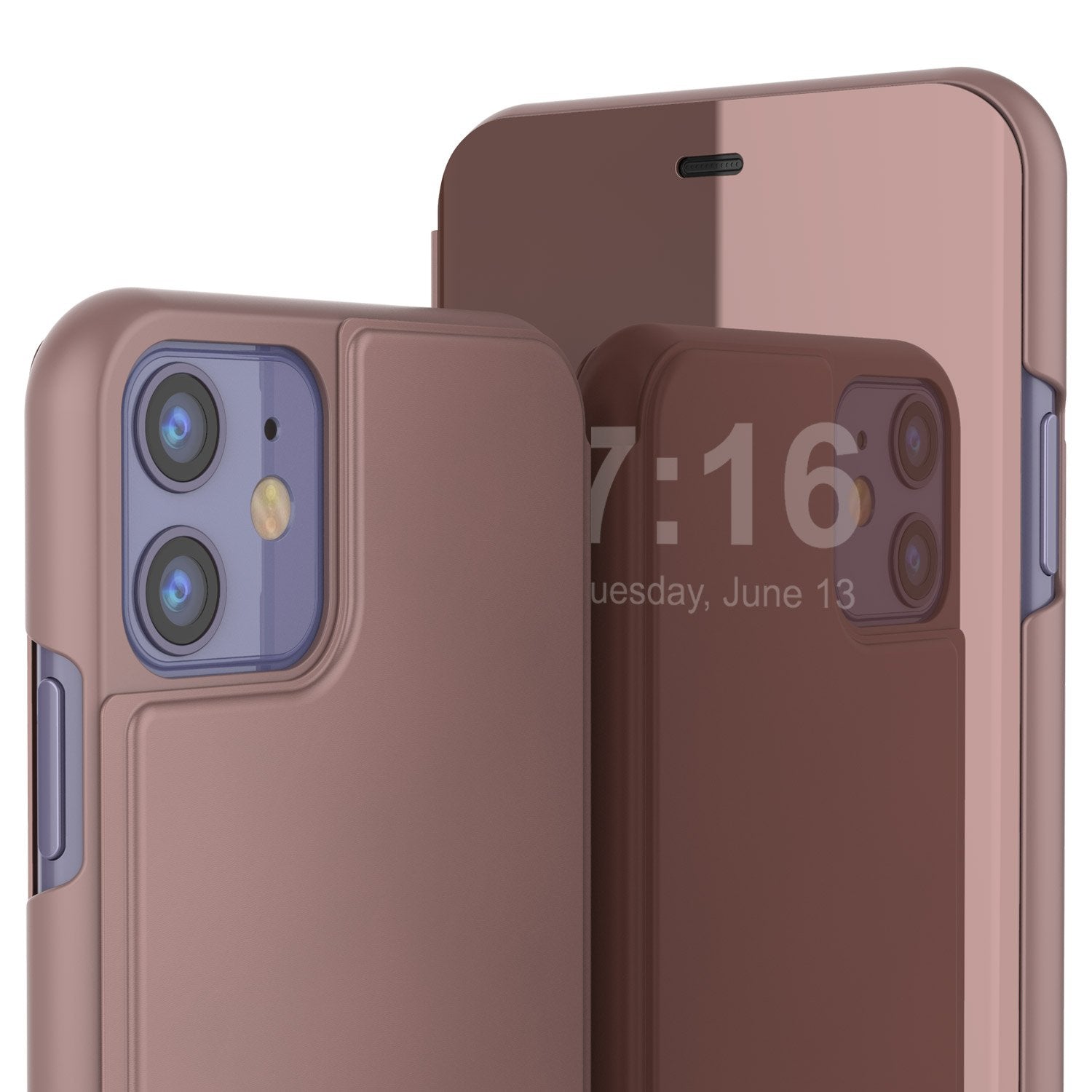 Punkcase iPhone 11 Pro Reflector Case Protective Flip Cover [Rose]