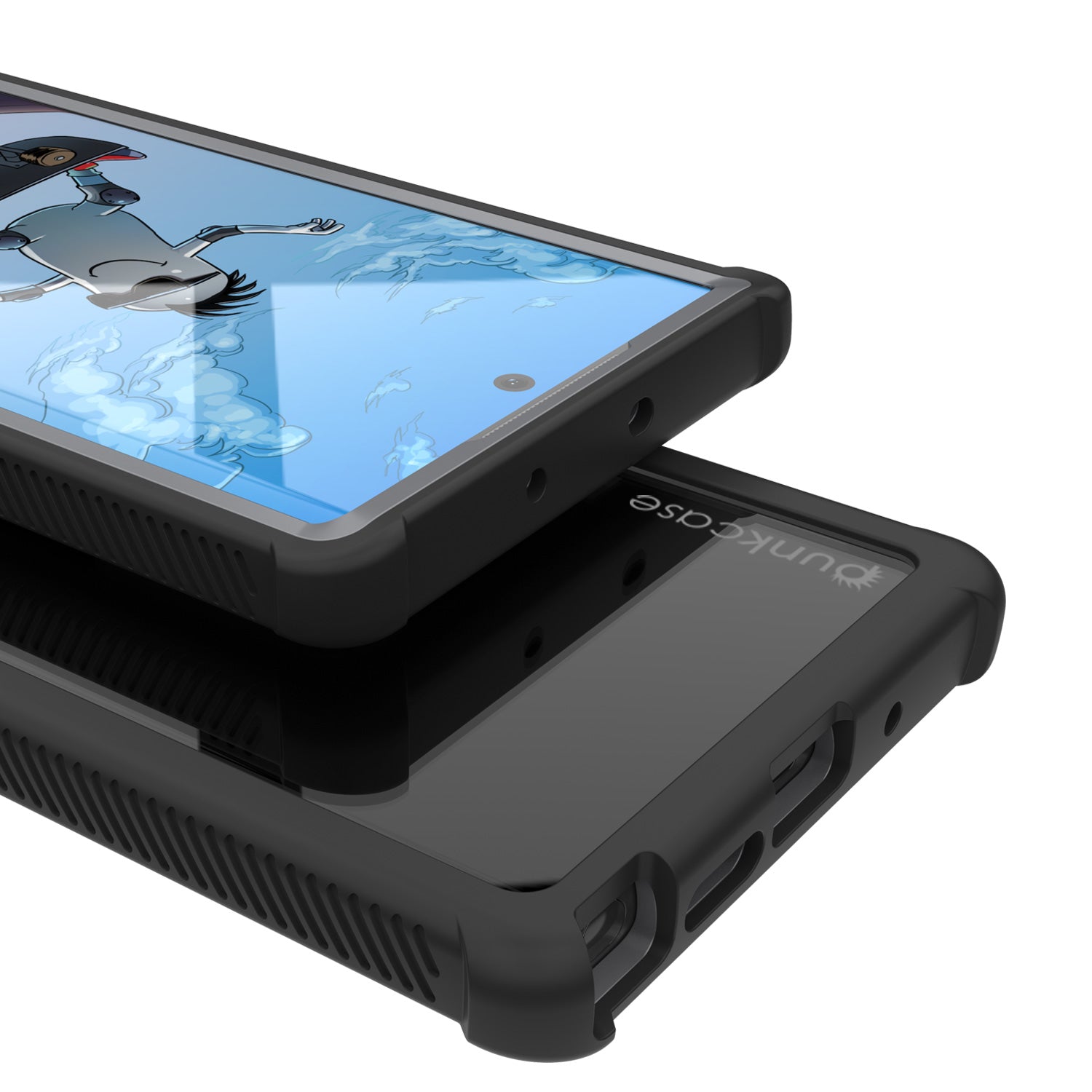 Punkcase Galaxy Note 10+ Plus Case, [Spartan Series] Black Rugged Heavy Duty Cover W/Built in Screen Protector