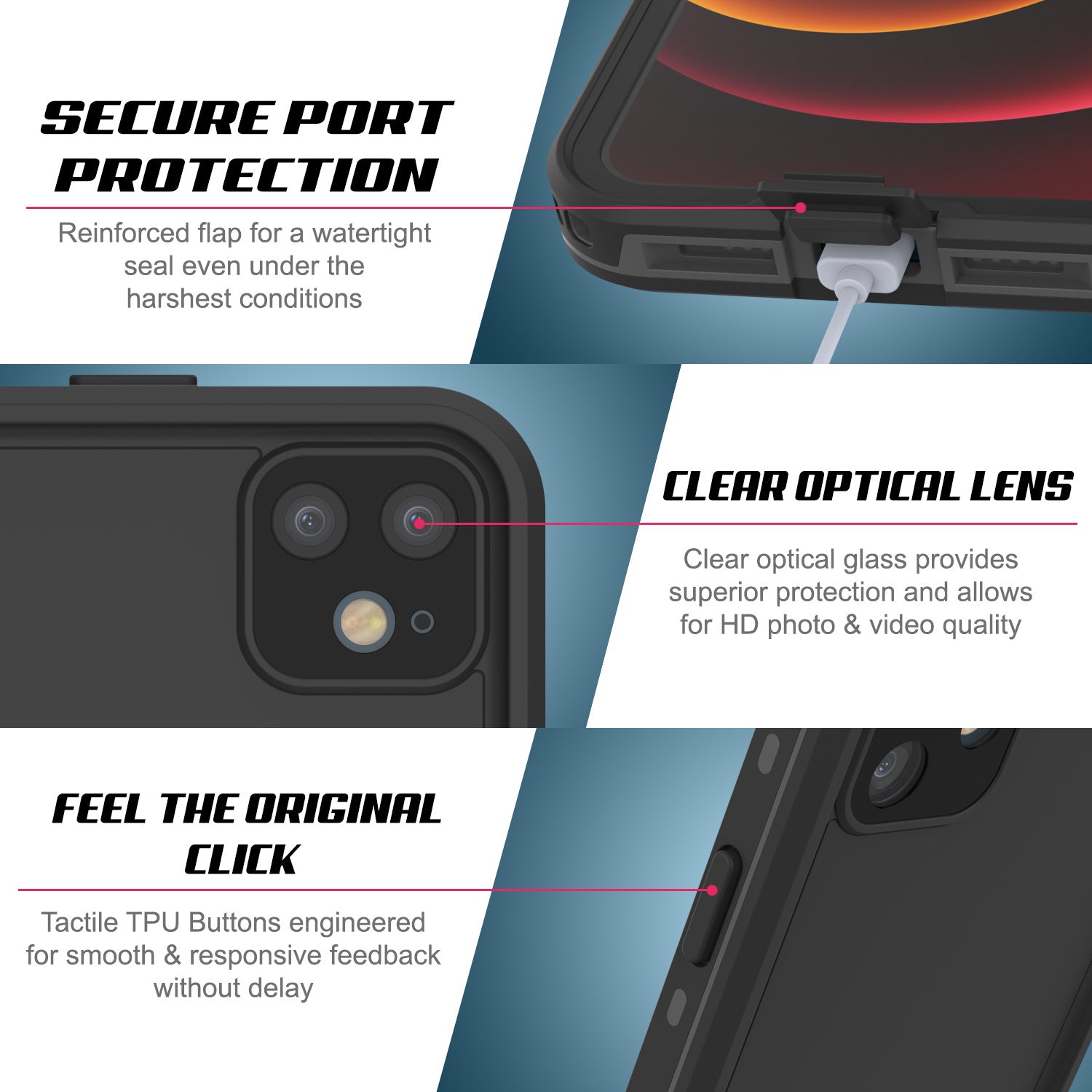 iPhone 12 Waterproof Case, Punkcase [KickStud Series] Armor Cover [Black]