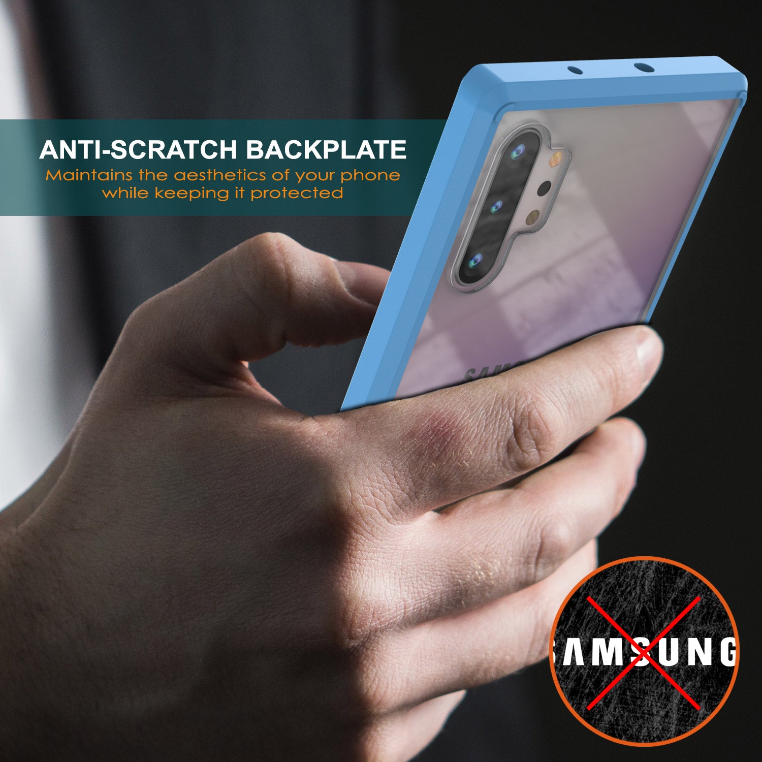 Galaxy Note 10+ Plus Punkcase Lucid-2.0 Series Slim Fit Armor Light Blue Case Cover