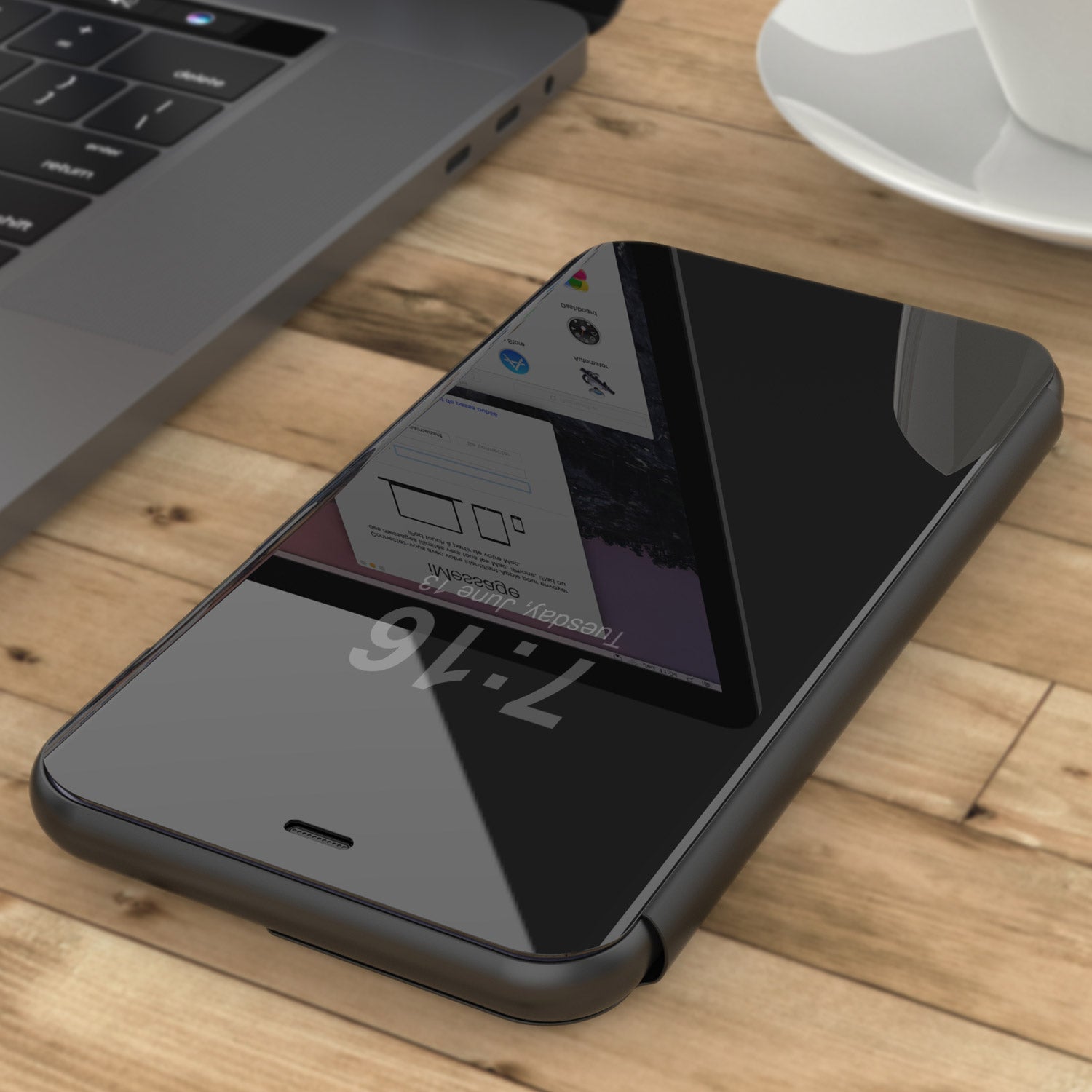 Punkcase iPhone 11 Reflector Case Protective Flip Cover [Black]