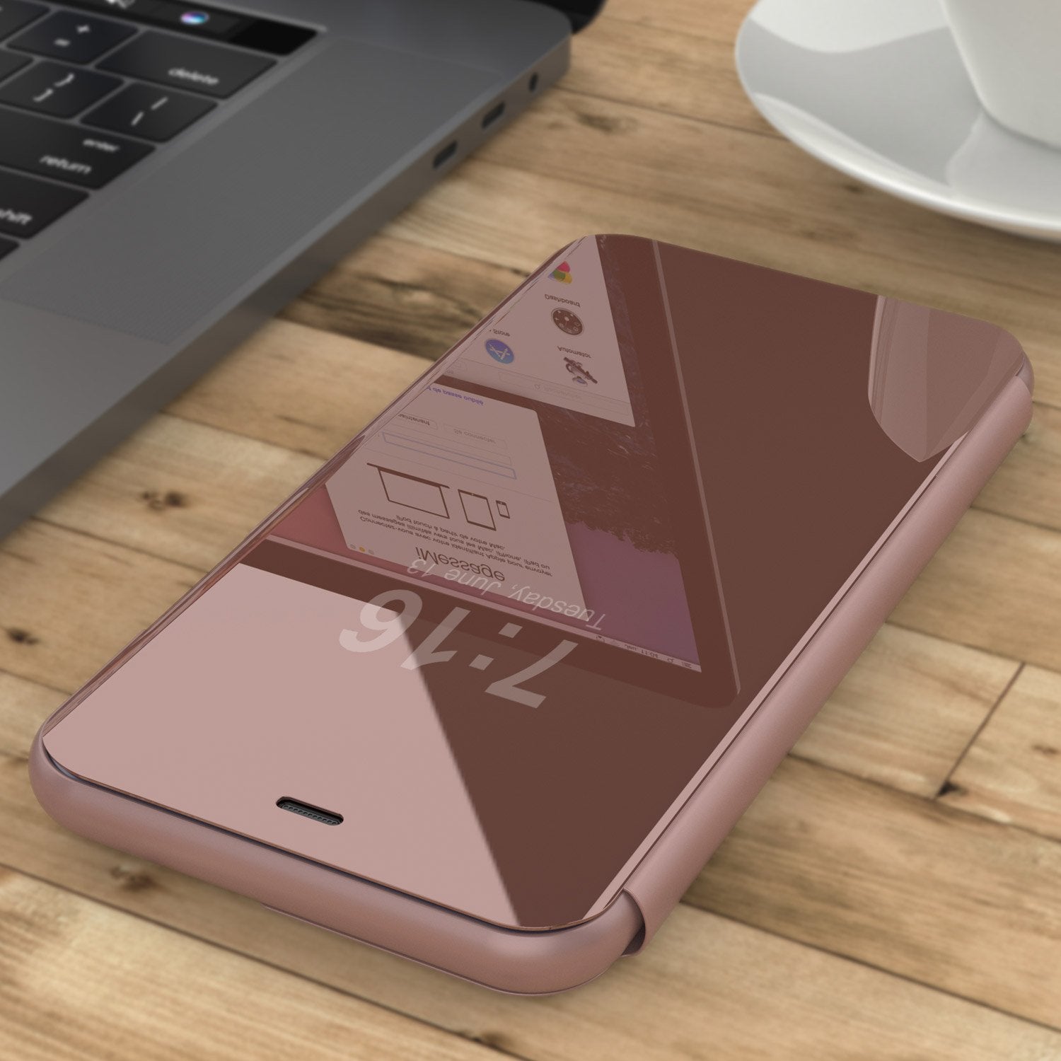 Punkcase iPhone 11 Pro Reflector Case Protective Flip Cover [Rose]
