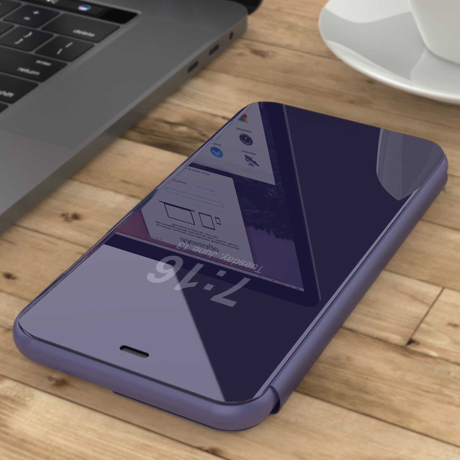 Punkcase iPhone 11 Pro Reflector Case Protective Flip Cover [Purple]