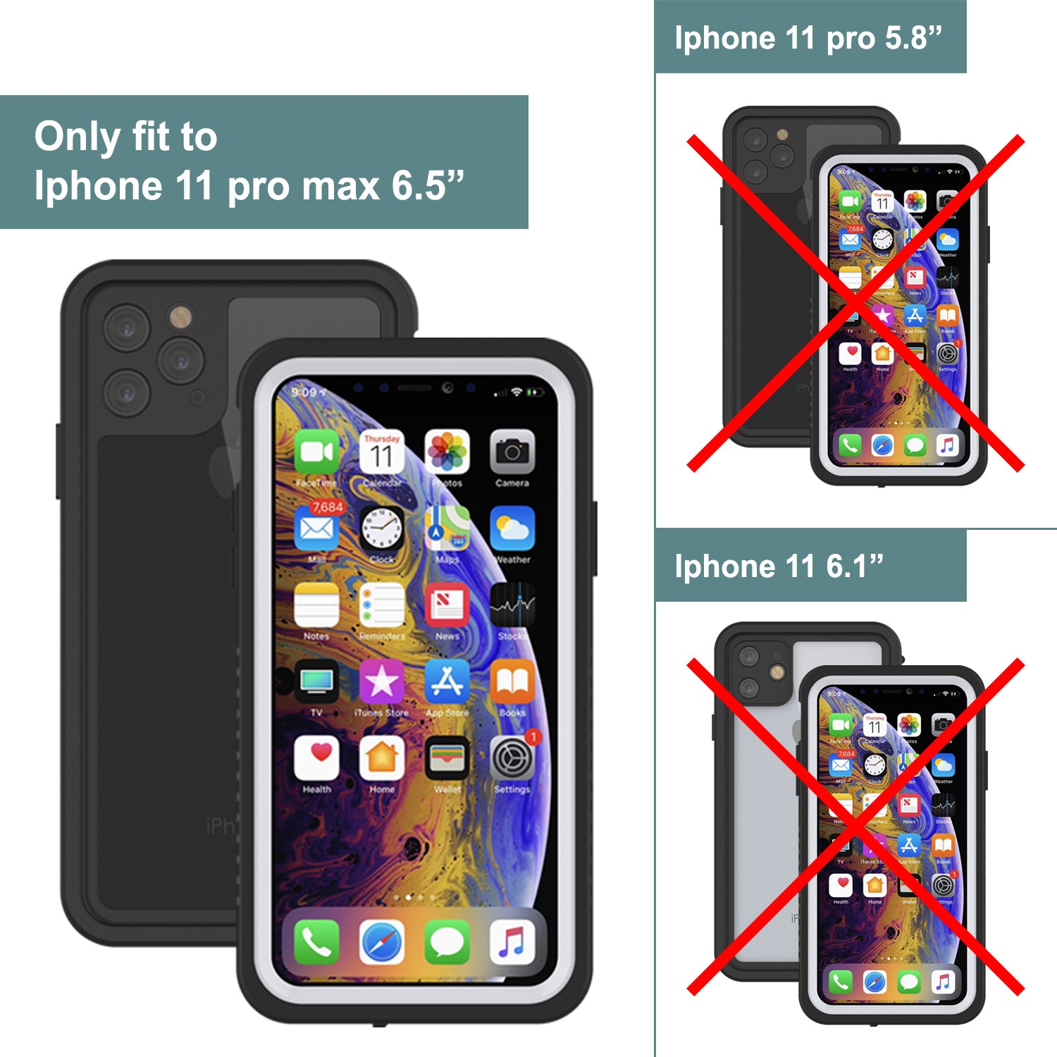 iPhone 11 Pro Max Waterproof Case, Punkcase [Extreme Series] Armor Cover W/ Built In Screen Protector [White]