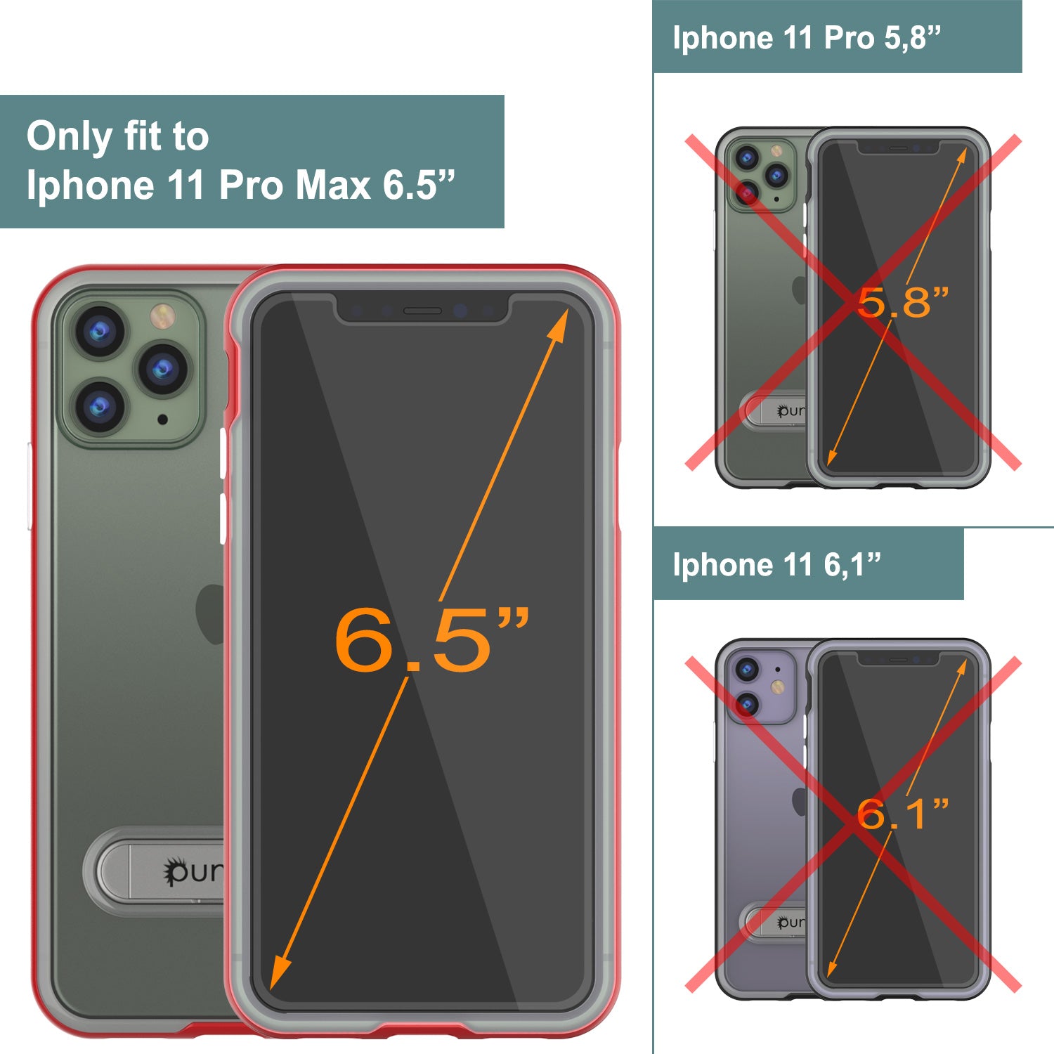iPhone 11 Pro Max Case, PUNKcase [LUCID 3.0 Series] [Slim Fit] Armor Cover w/ Integrated Screen Protector [Red]