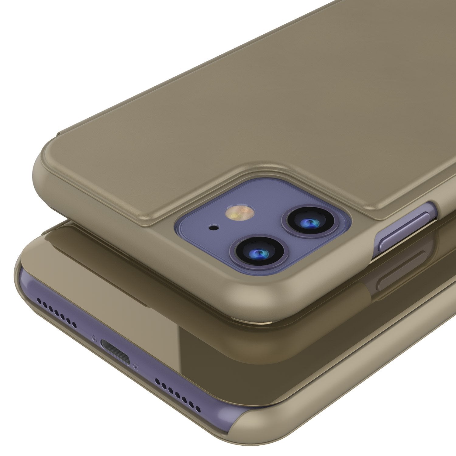 Punkcase iPhone 11 Pro Reflector Case Protective Flip Cover [Gold]