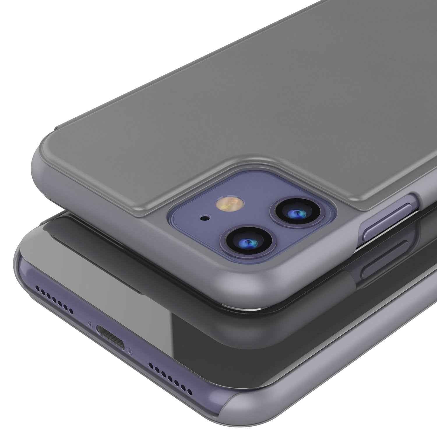 Punkcase iPhone 11 Pro Max Reflector Case Protective Flip Cover [Silver]