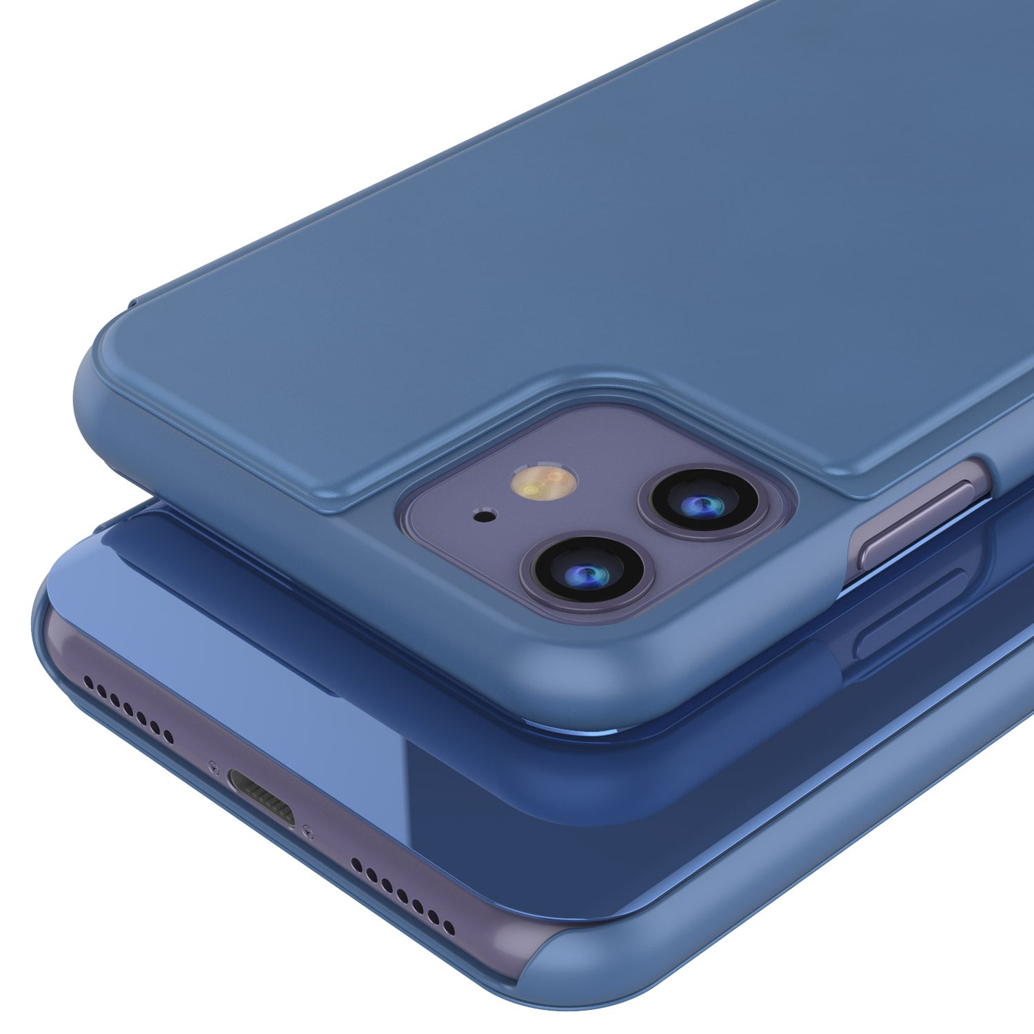 Punkcase iPhone 11 Reflector Case Protective Flip Cover [Blue]