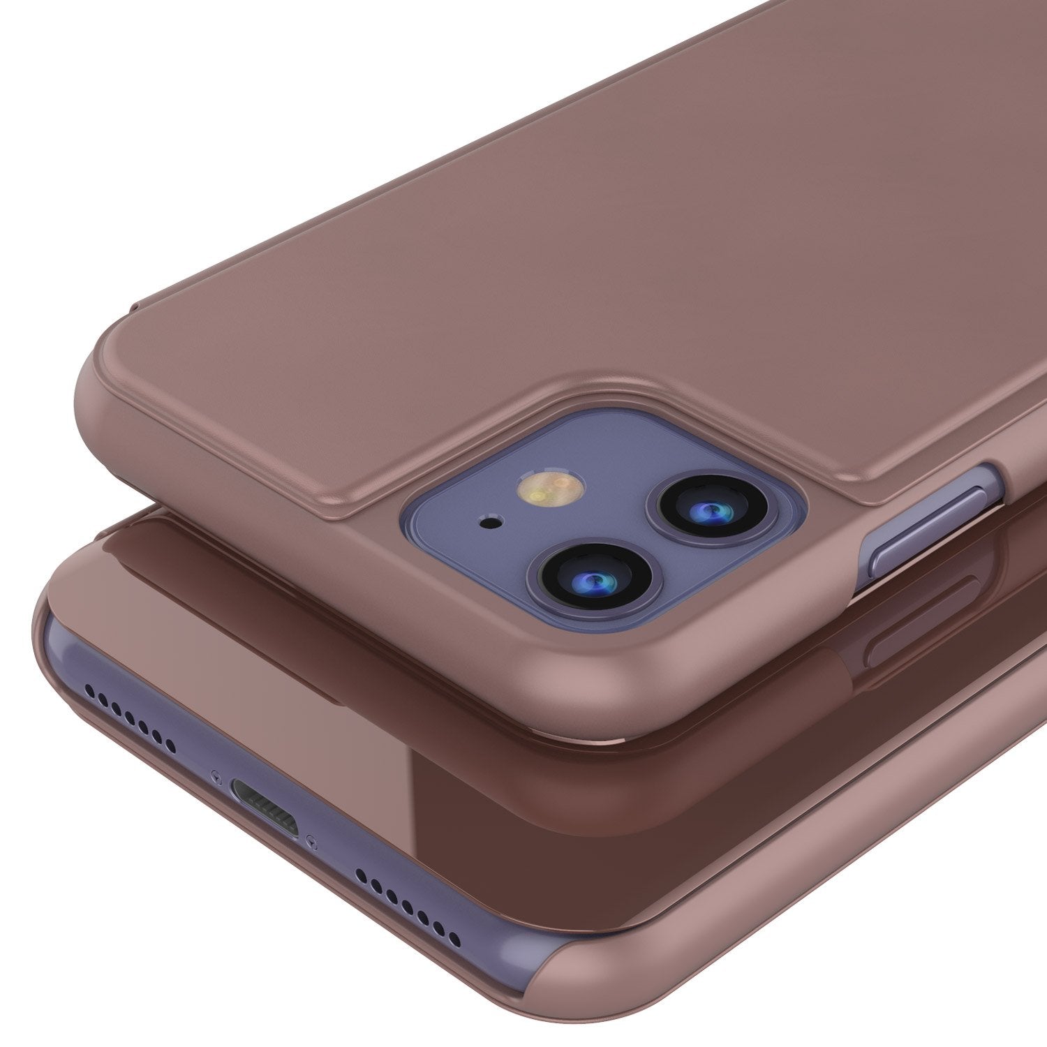 Punkcase iPhone 11 Pro Max Reflector Case Protective Flip Cover [Rose]