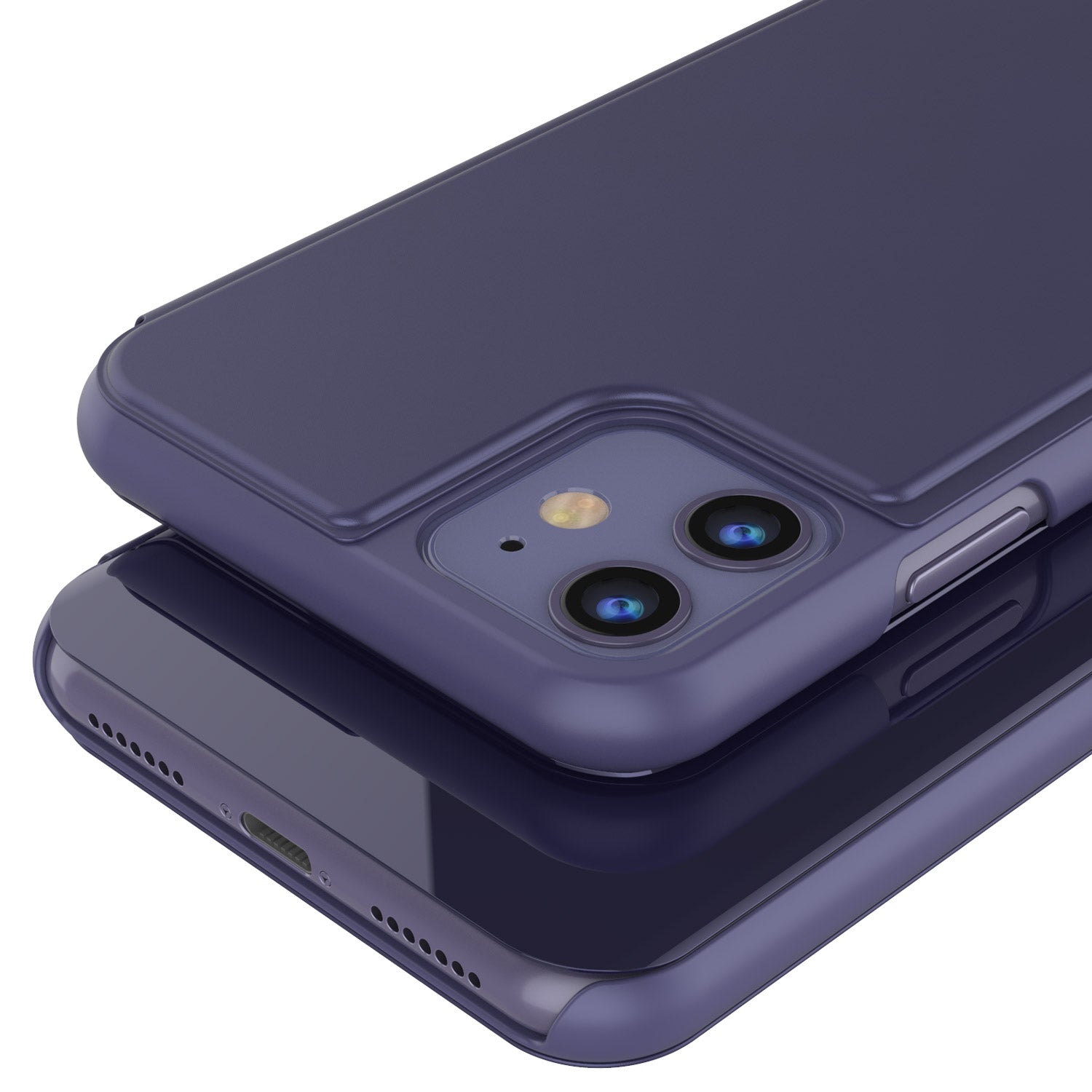 Punkcase iPhone 11 Reflector Case Protective Flip Cover [Purple]